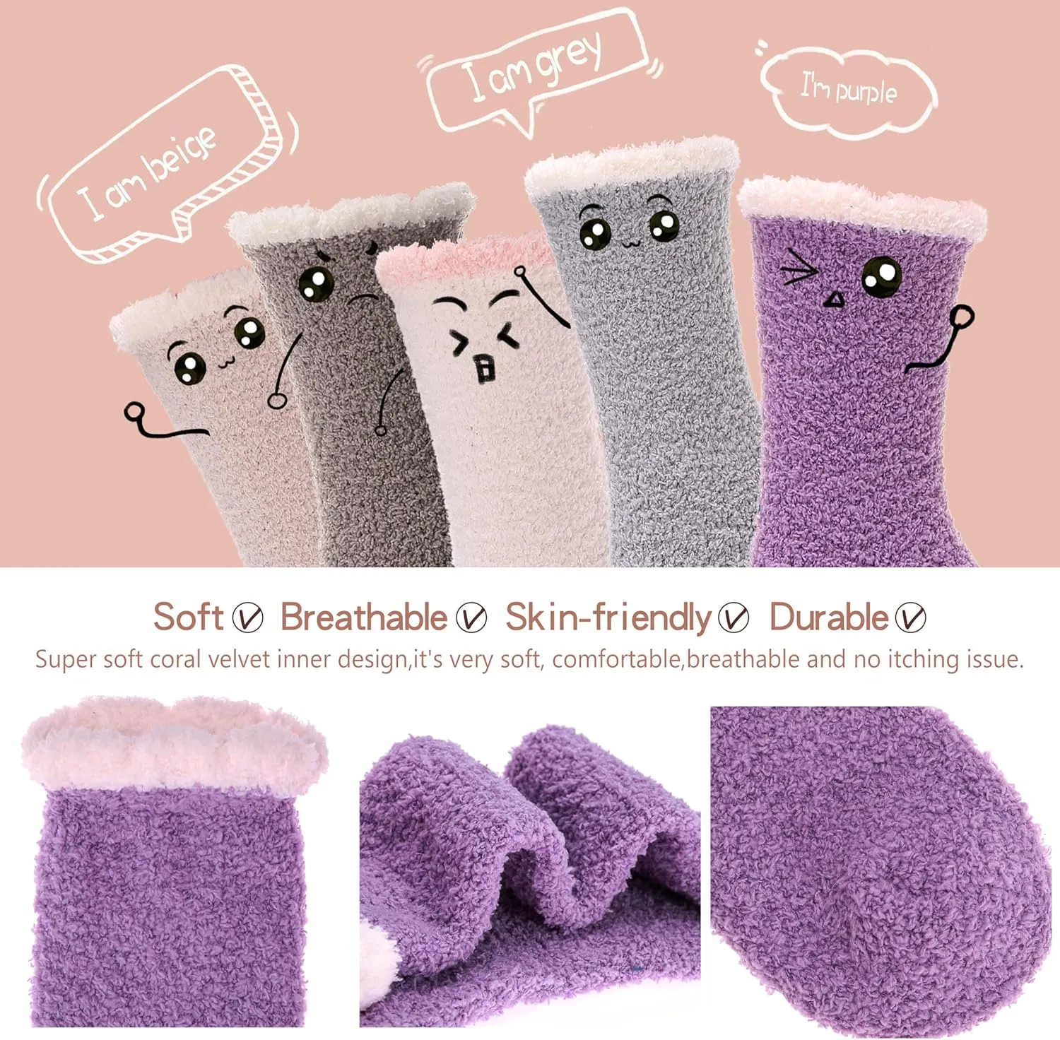 EBMORE Womens Fuzzy Socks Fleece Fluffy Cabin Plush Warm Sleep Soft Cozy Winter Adult Socks