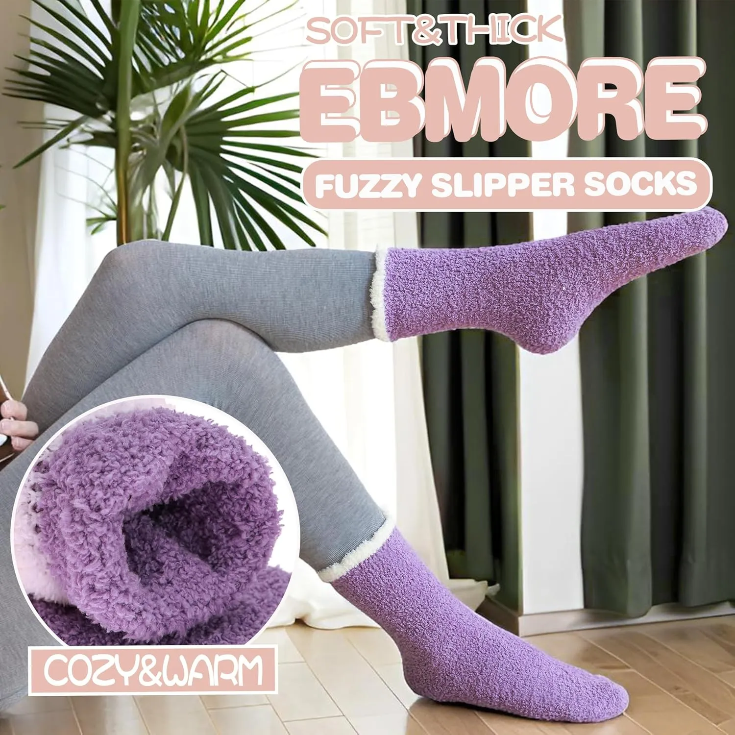 EBMORE Womens Fuzzy Socks Fleece Fluffy Cabin Plush Warm Sleep Soft Cozy Winter Adult Socks