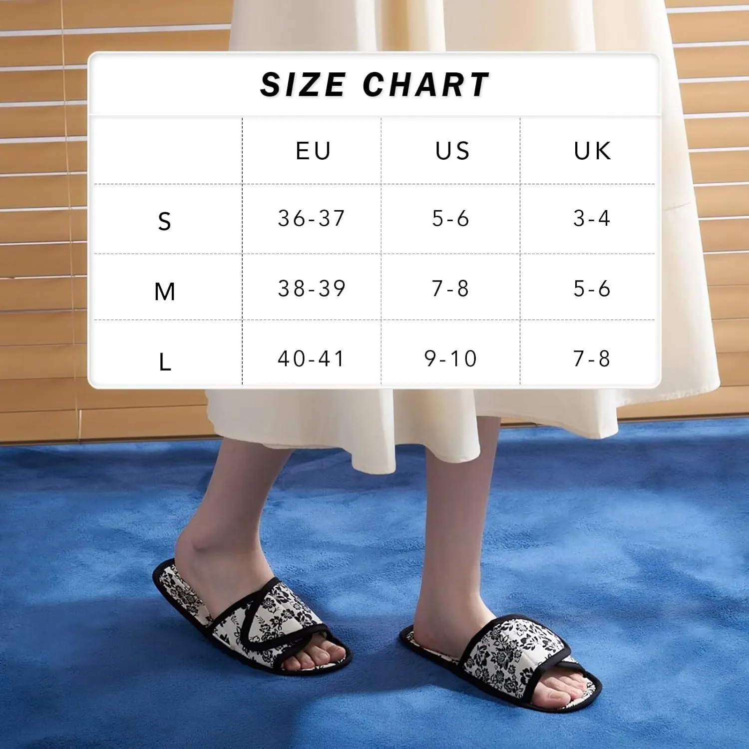 EUXTERPA Women Travel Slippers, Adjustable Ladies Slipper, Lightweight Easy Carry Foldable Travel Slippers with Storage Bag