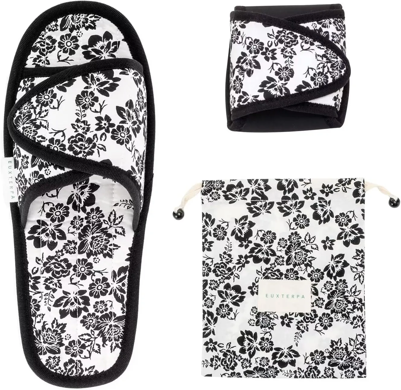 EUXTERPA Women Travel Slippers, Adjustable Ladies Slipper, Lightweight Easy Carry Foldable Travel Slippers with Storage Bag