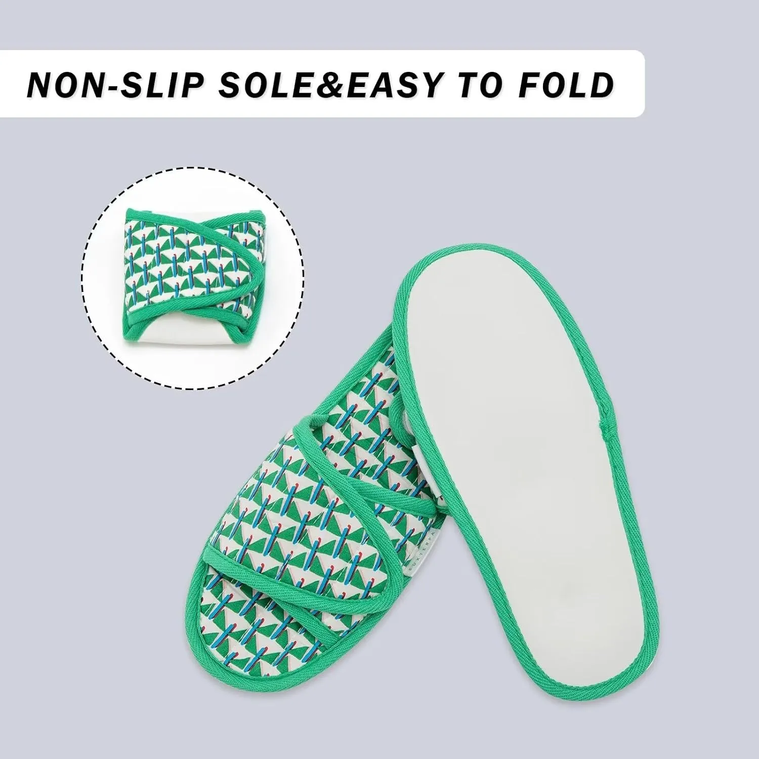 EUXTERPA Women Travel Slippers, Adjustable Ladies Slipper, Lightweight Easy Carry Foldable Travel Slippers with Storage Bag