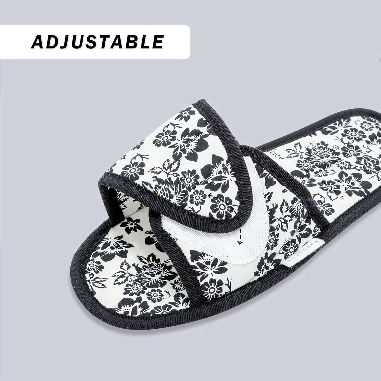 EUXTERPA Women Travel Slippers, Adjustable Ladies Slipper, Lightweight Easy Carry Foldable Travel Slippers with Storage Bag