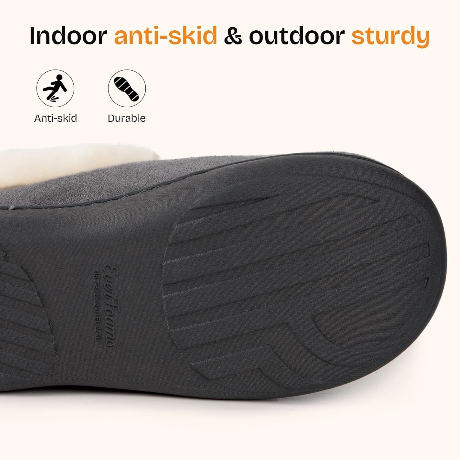 EverFoams Women's Micro Suede Cozy Memory Foam Winter Slippers with Fuzzy Faux Fur Collar and Indoor Outdoor Rubber Sole
