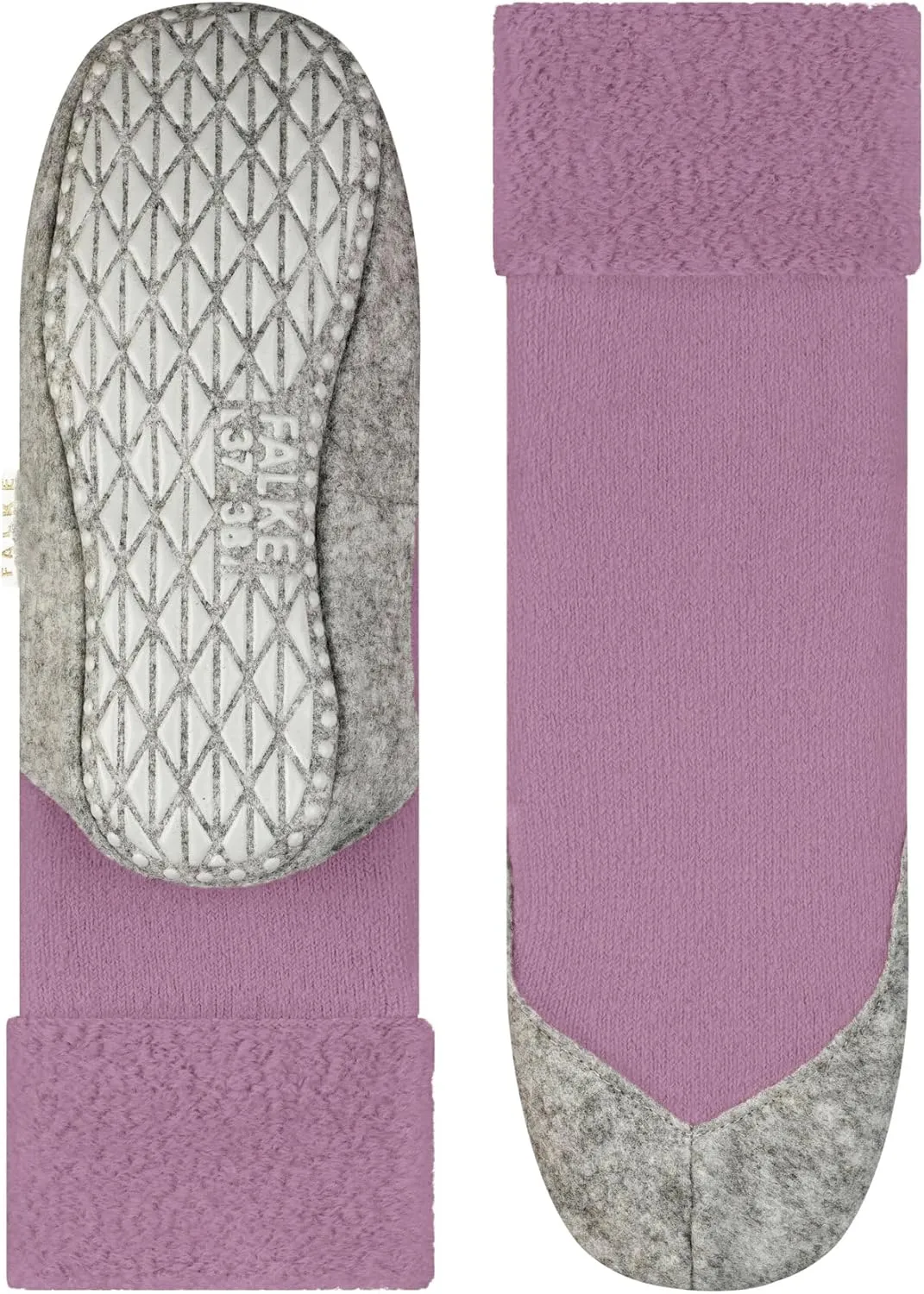FALKE Women's W HP Cosyshoe Slipper Sock Merino Wool Grey Pink White 1 Pair, 6.5-7.5