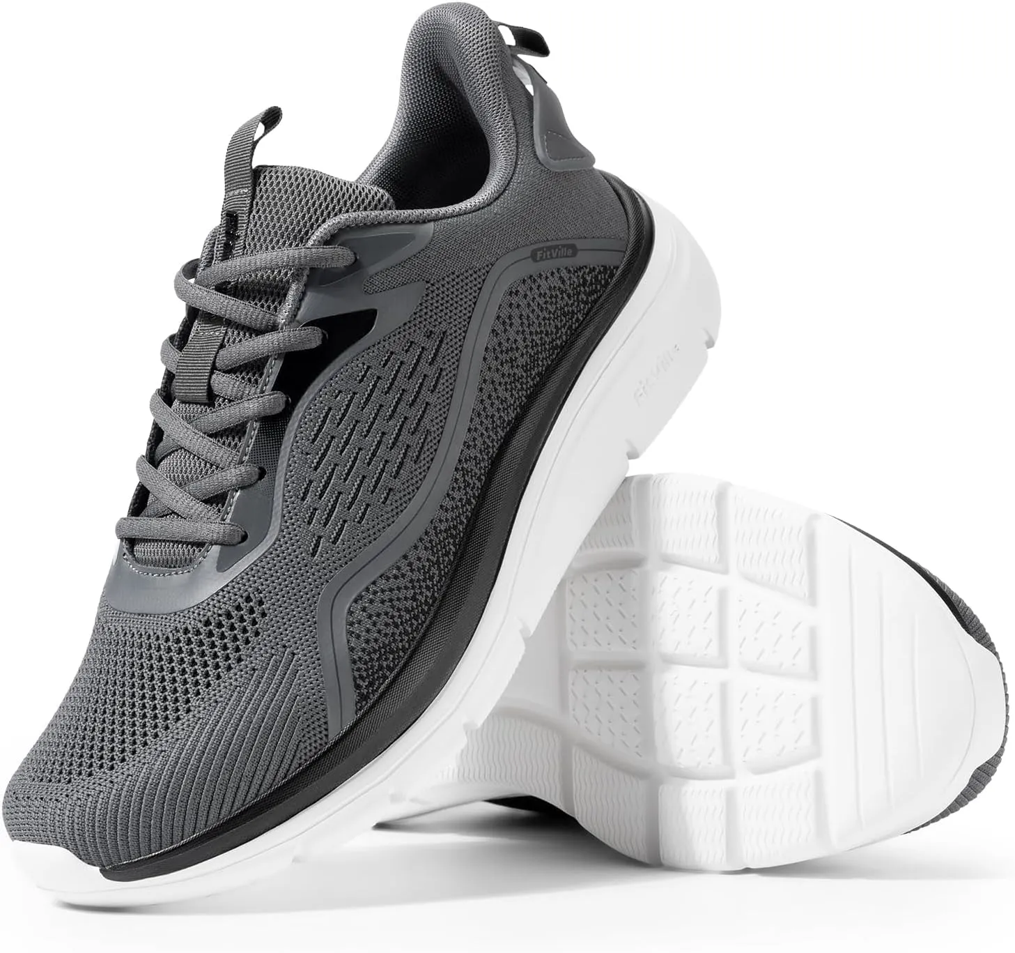 FitVille Men's Wide Walking Shoes Lightweight Comfortable Sneakers Breathable Wide Athletic Shoes - Cloud Jogger V3