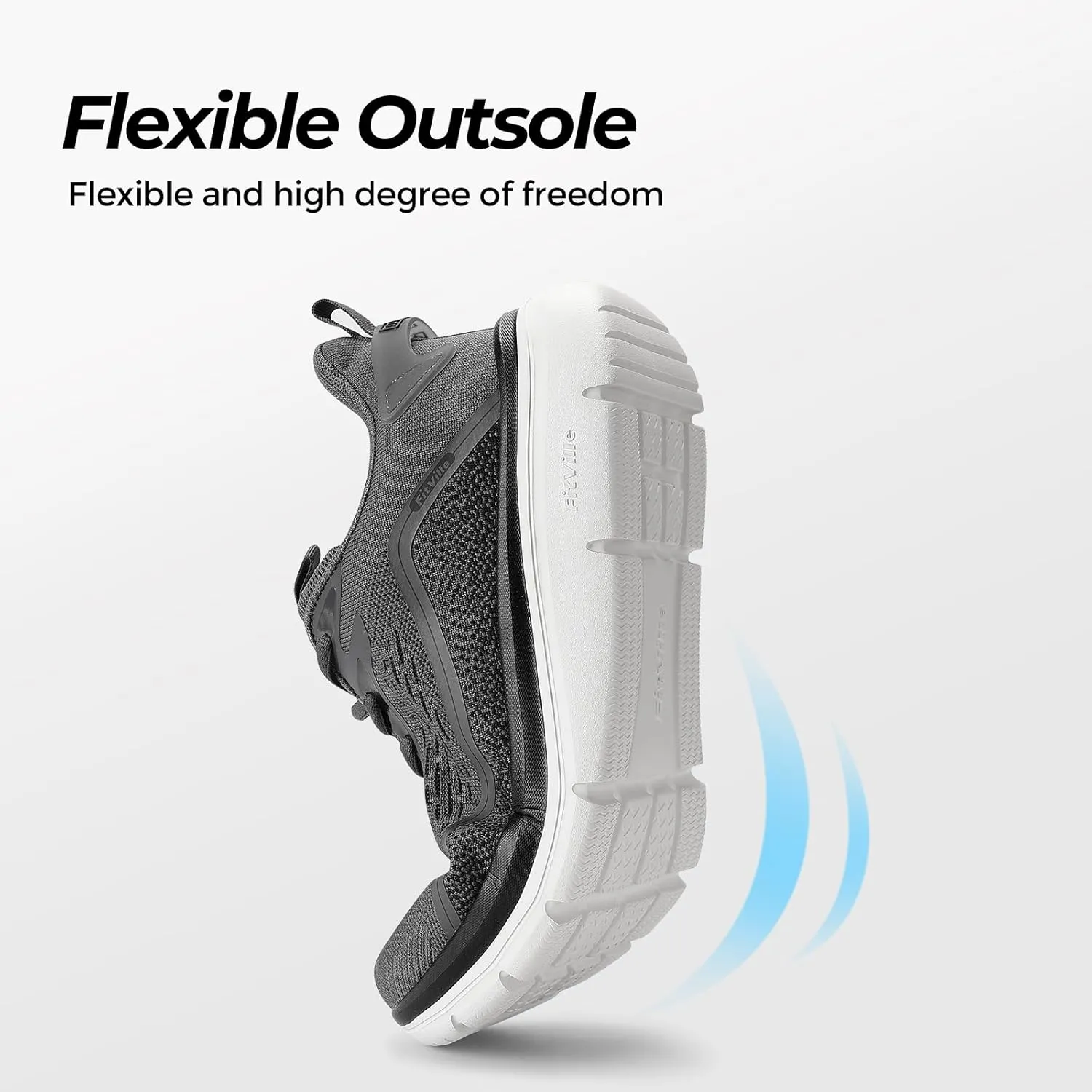 FitVille Men's Wide Walking Shoes Lightweight Comfortable Sneakers Breathable Wide Athletic Shoes - Cloud Jogger V3