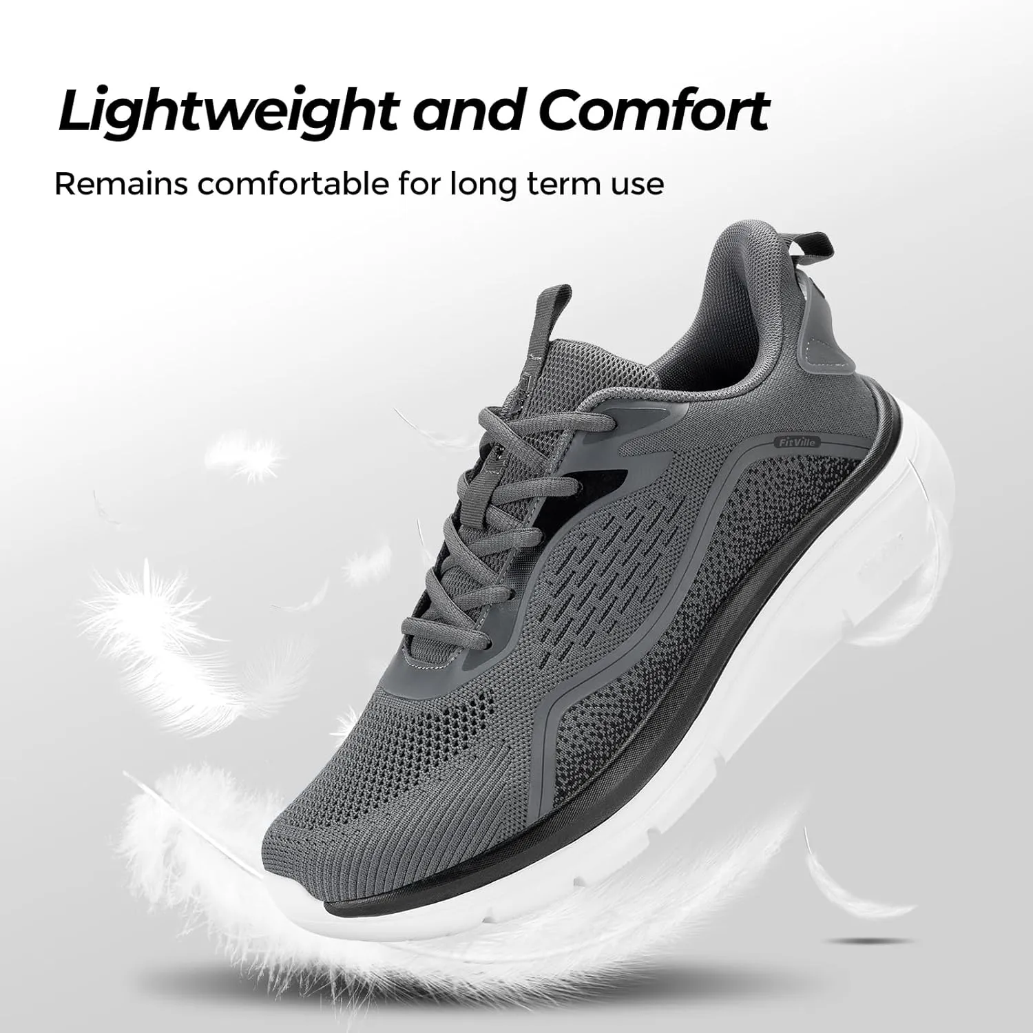 FitVille Men's Wide Walking Shoes Lightweight Comfortable Sneakers Breathable Wide Athletic Shoes - Cloud Jogger V3