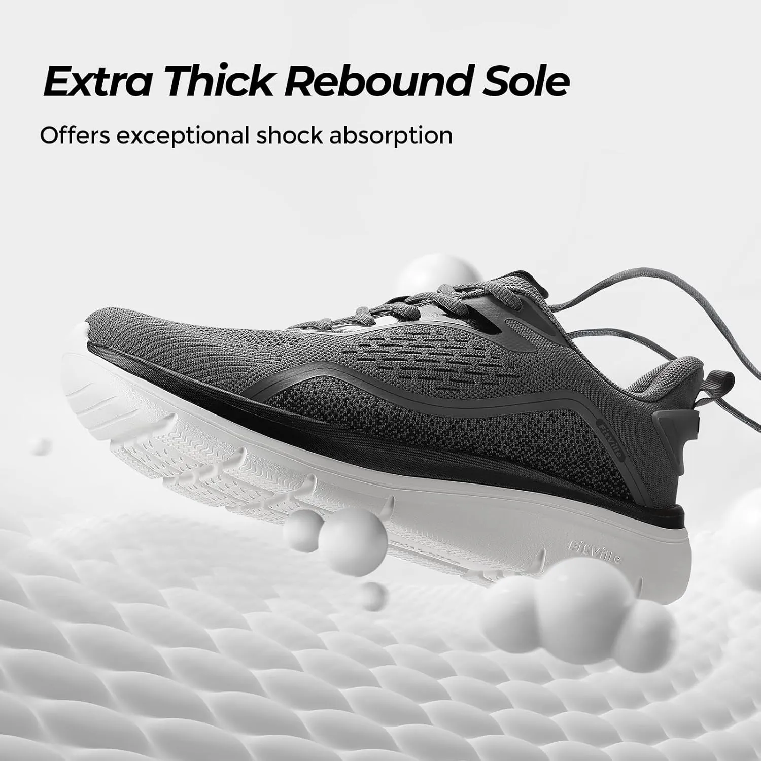 FitVille Men's Wide Walking Shoes Lightweight Comfortable Sneakers Breathable Wide Athletic Shoes - Cloud Jogger V3