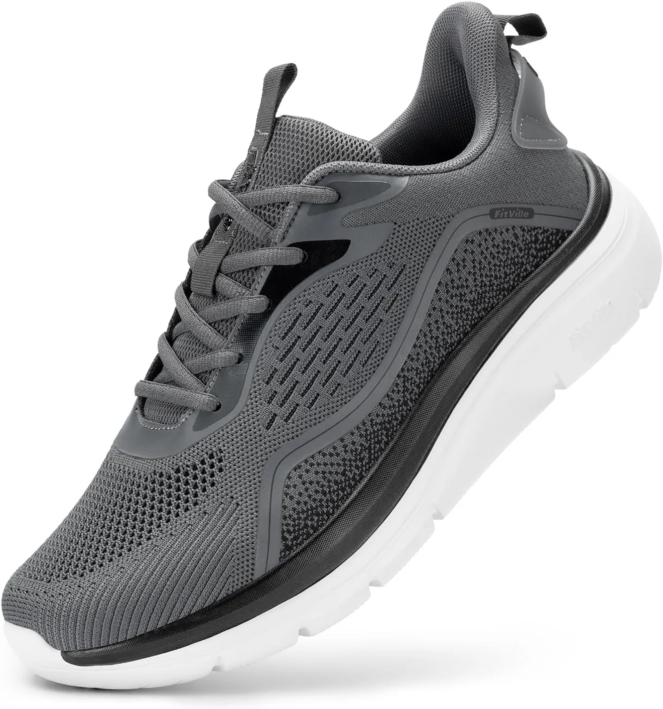 FitVille Men's Wide Walking Shoes Lightweight Comfortable Sneakers Breathable Wide Athletic Shoes - Cloud Jogger V3