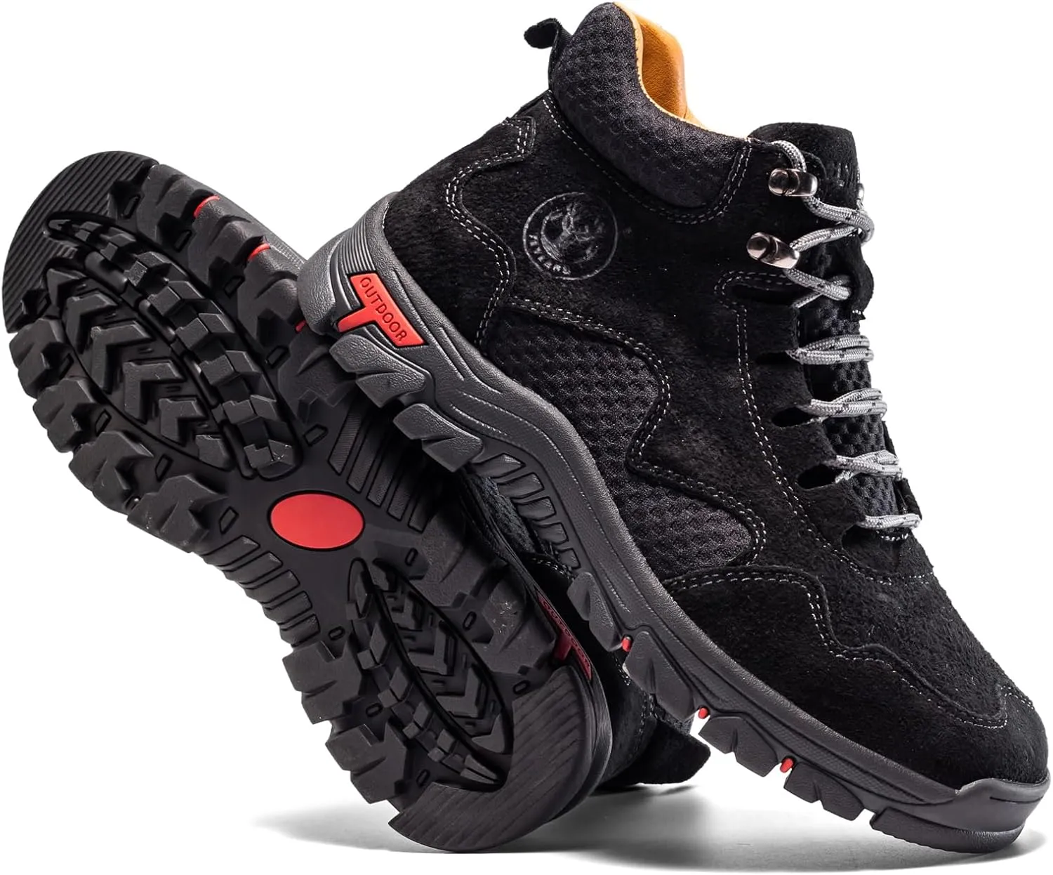 FLYLAND Men's Chukka Boots Casual Leather Shoes Ankle Shoes Non Slip Breathable Comfortable Mid Top for Driving Walking Outdoor