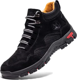 FLYLAND Men's Chukka Boots Casual Leather Shoes Ankle Shoes Non Slip Breathable Comfortable Mid Top for Driving Walking Outdoor
