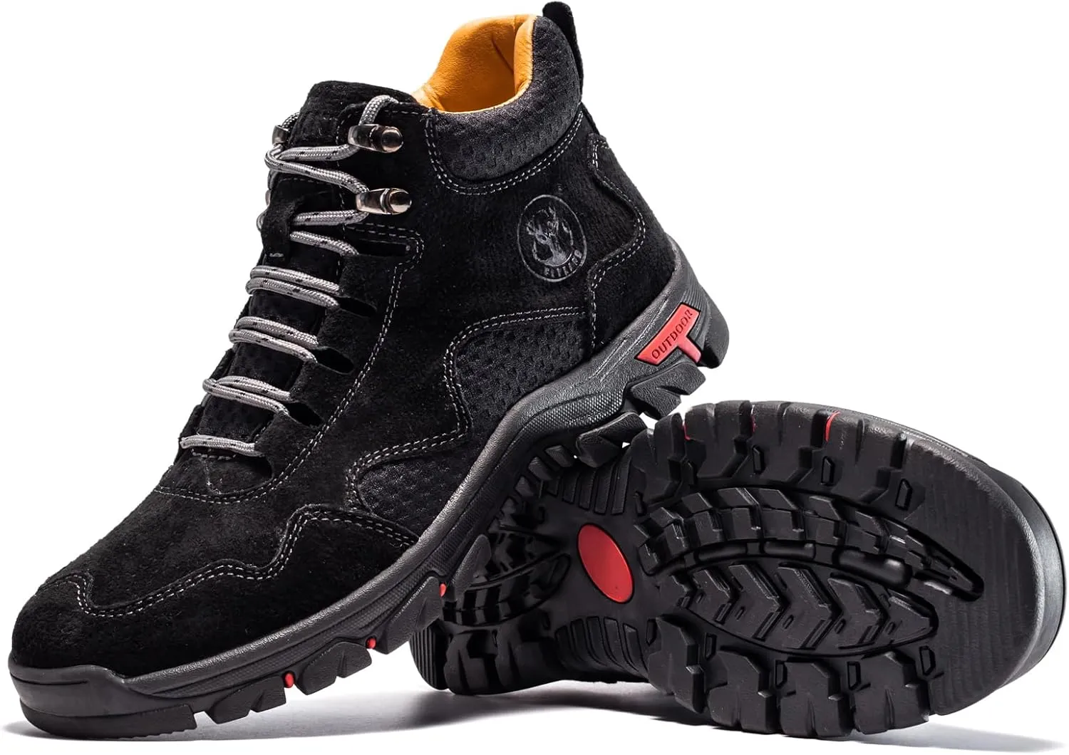 FLYLAND Men's Chukka Boots Casual Leather Shoes Ankle Shoes Non Slip Breathable Comfortable Mid Top for Driving Walking Outdoor