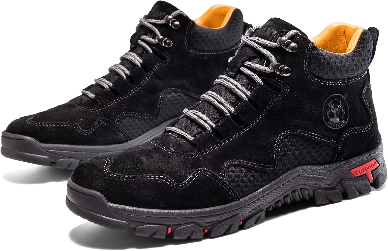 FLYLAND Men's Chukka Boots Casual Leather Shoes Ankle Shoes Non Slip Breathable Comfortable Mid Top for Driving Walking Outdoor