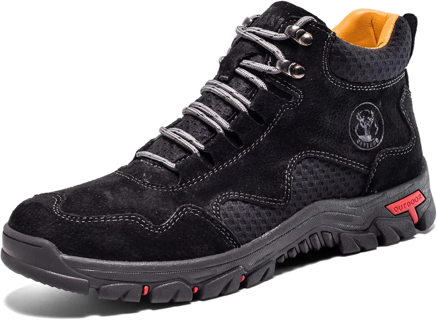 FLYLAND Men's Chukka Boots Casual Leather Shoes Ankle Shoes Non Slip Breathable Comfortable Mid Top for Driving Walking Outdoor