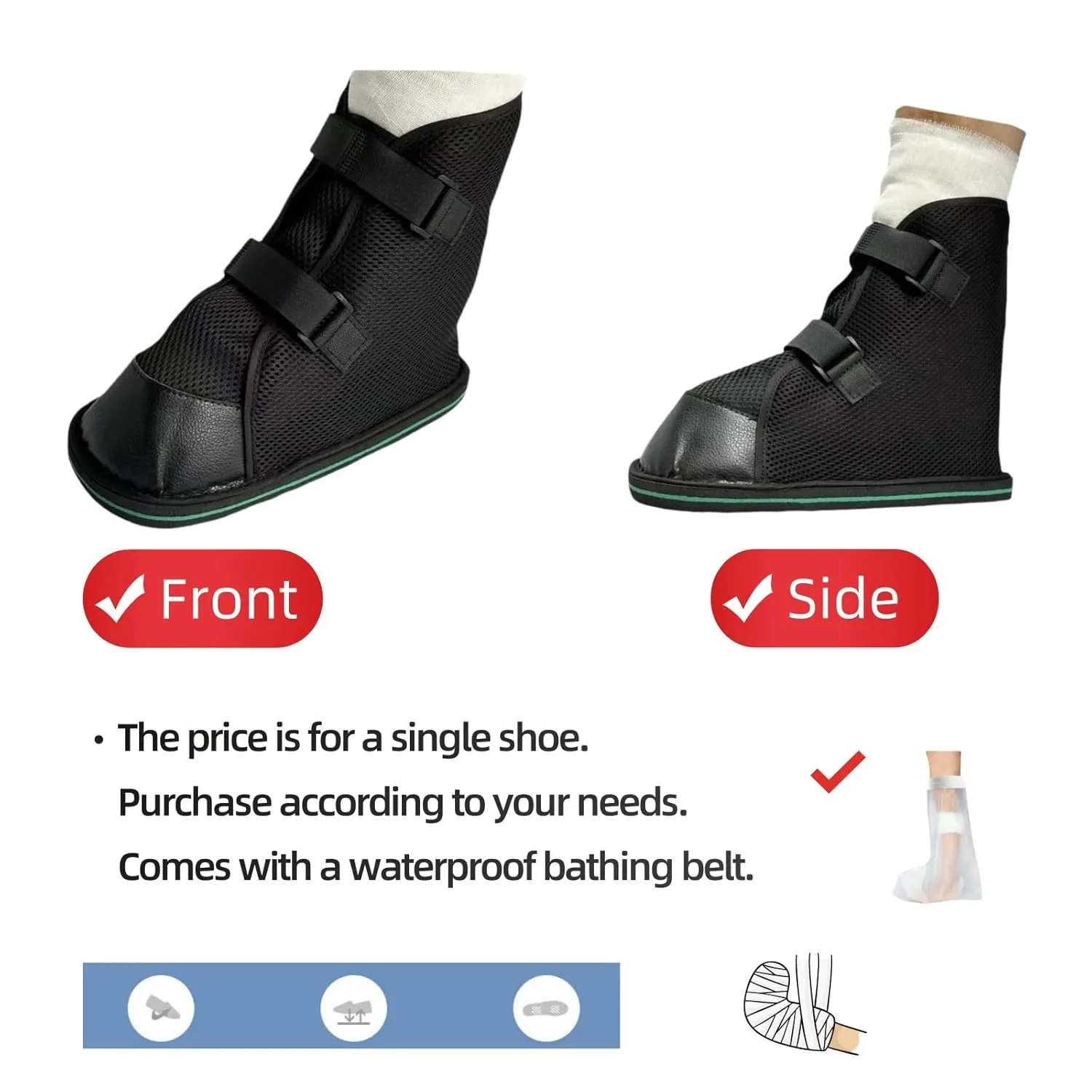 Foot Fracture Surgical Shoes,For Foot Injuries When Applying Plaster,Closed-Toe Adjustable Walking Boot,Recovery Shoe Covers for Sprained Feet,Broken Ankles,Thin