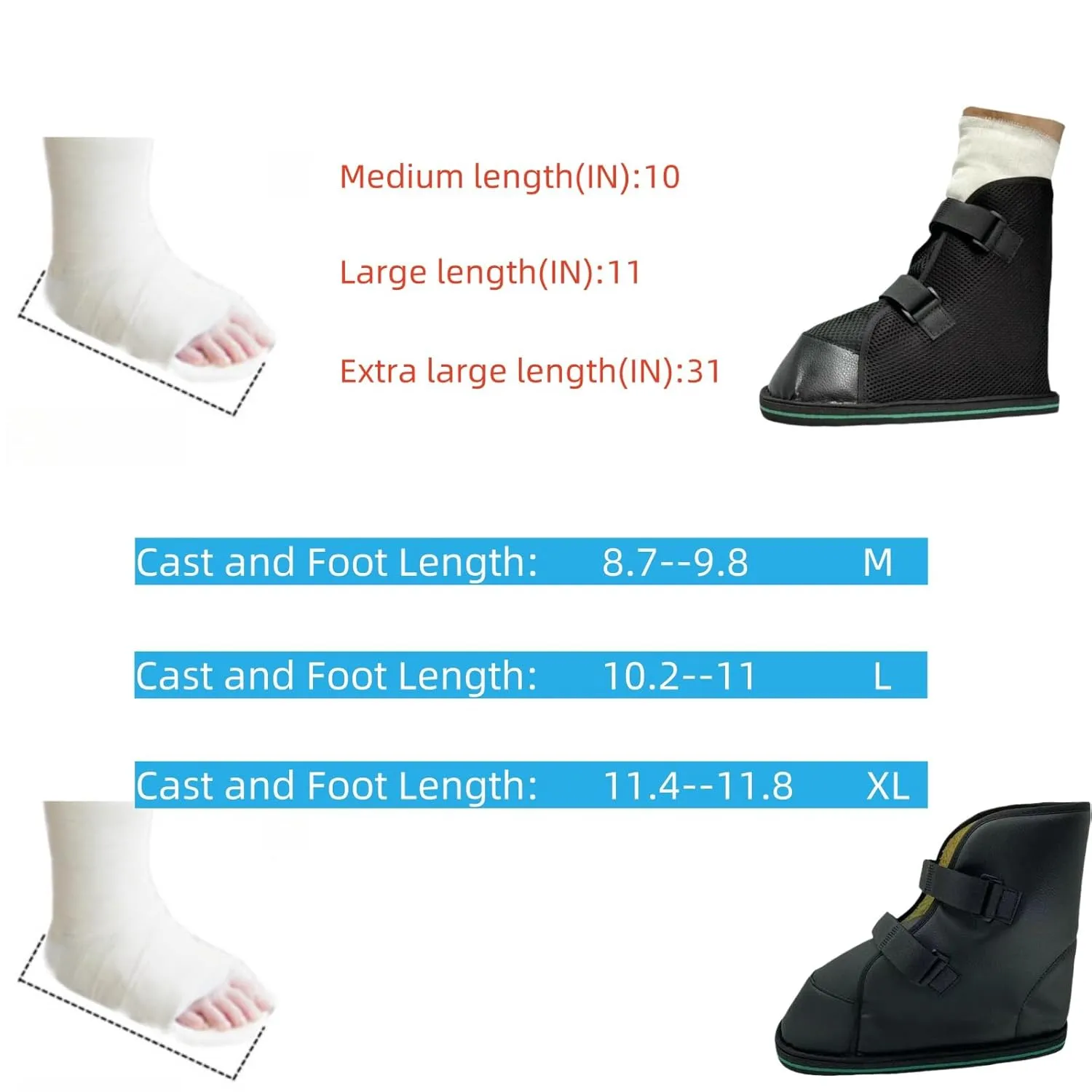 Foot Fracture Surgical Shoes,For Foot Injuries When Applying Plaster,Closed-Toe Adjustable Walking Boot,Recovery Shoe Covers for Sprained Feet,Broken Ankles,Thin