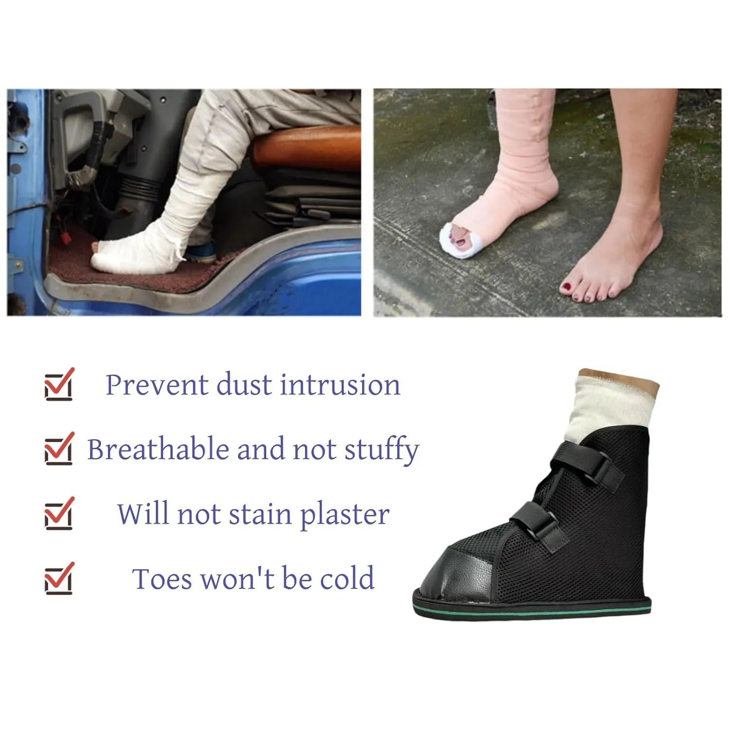 Foot Fracture Surgical Shoes,For Foot Injuries When Applying Plaster,Closed-Toe Adjustable Walking Boot,Recovery Shoe Covers for Sprained Feet,Broken Ankles,Thin