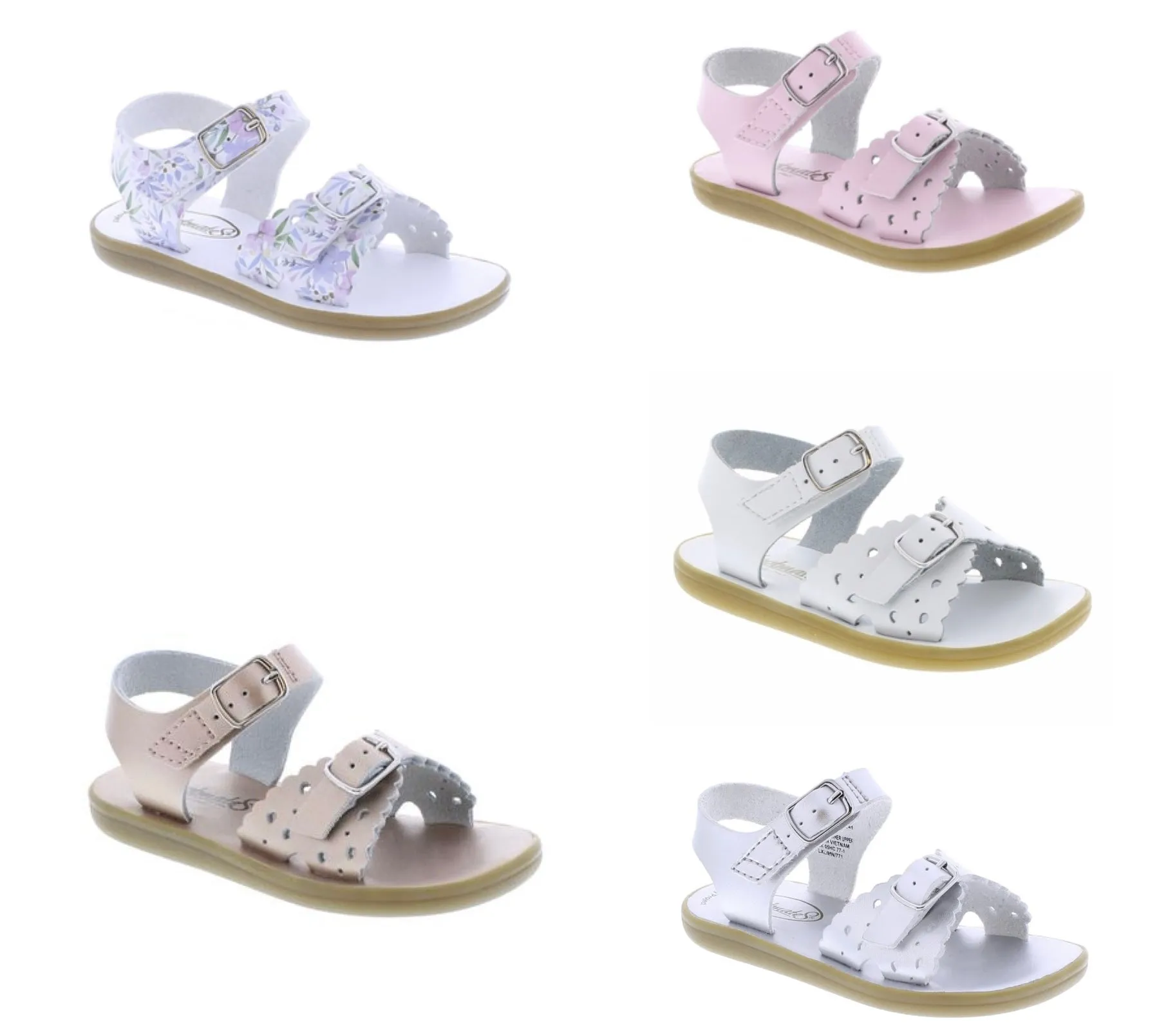 Footmates Sandal (Ariel) Rose Pink, White, Rose Gold, Silver, Bloom