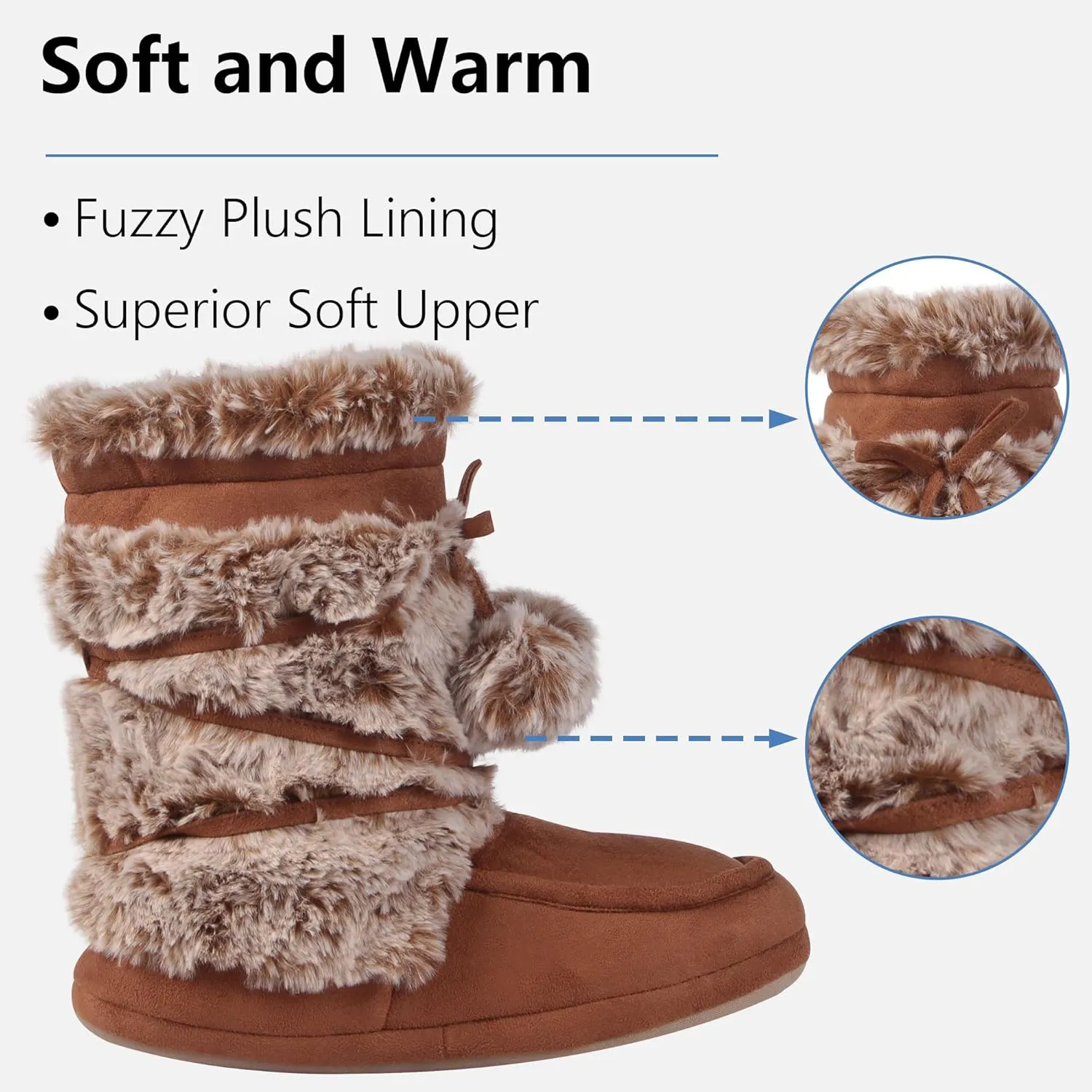 Forfoot Slipper Boots, Cozy Indoor Booties for Women Fluffy Comfortable House Shoes Fuzzy Anti-Slip Boots Winter