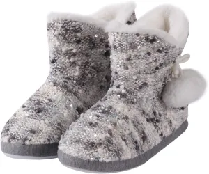 Forfoot Slippers Womens Indoor Slipper Boots for Ladies Girls with Knitted Upper and Bow