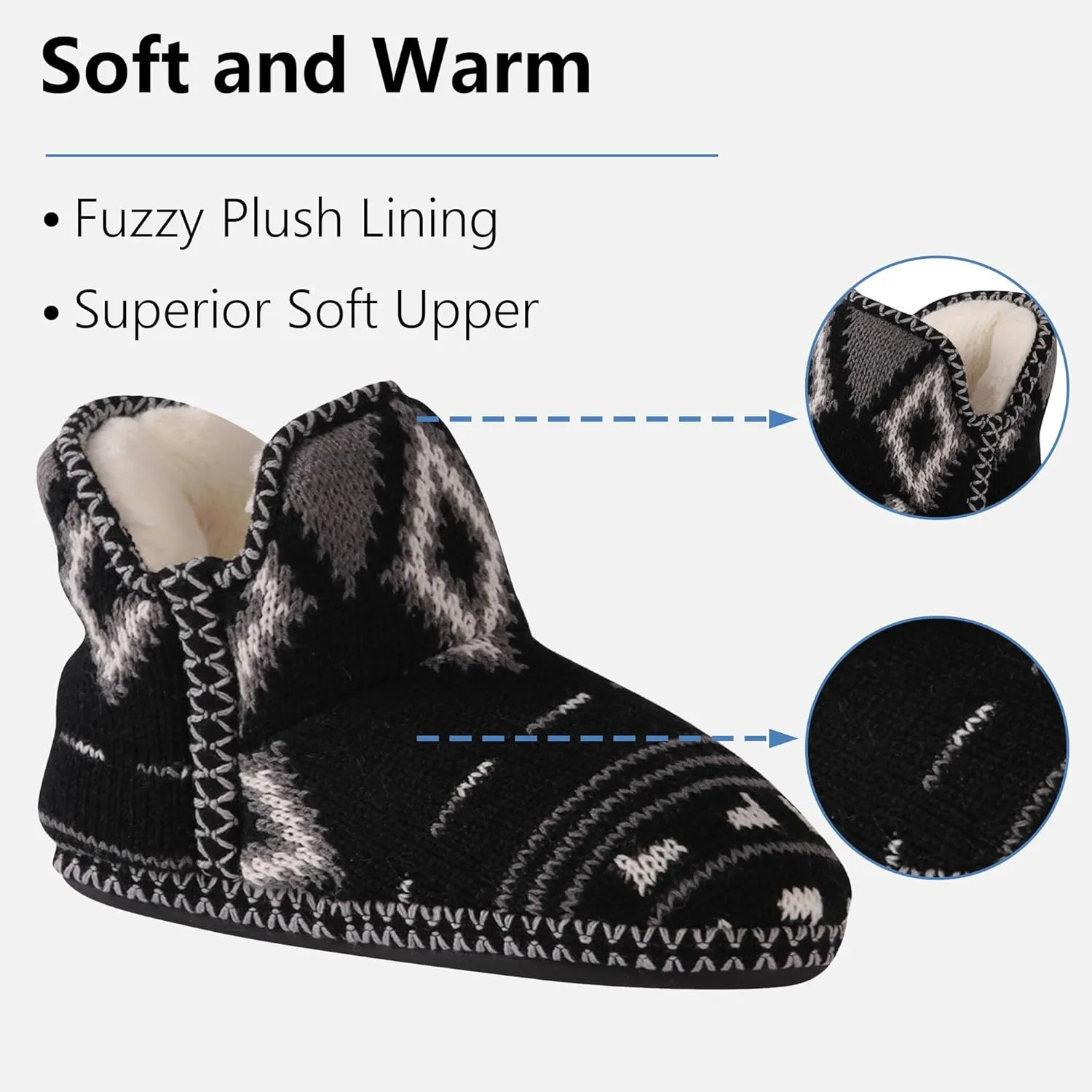 Forfoot Slippers Womens Indoor Slipper Boots for Ladies Girls with Knitted Upper and Bow