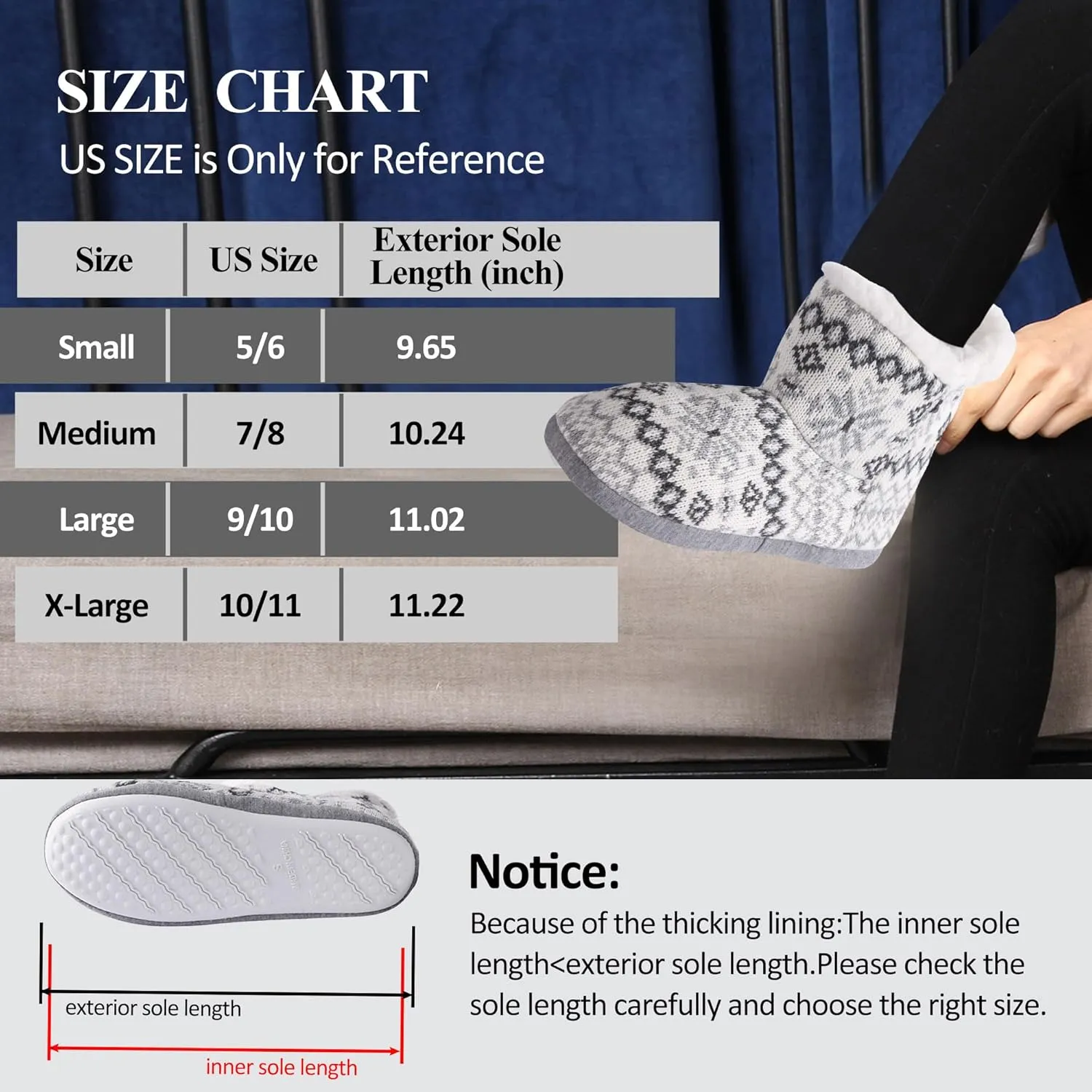 Forfoot Slippers Womens Indoor Slipper Boots for Ladies Girls with Knitted Upper and Bow