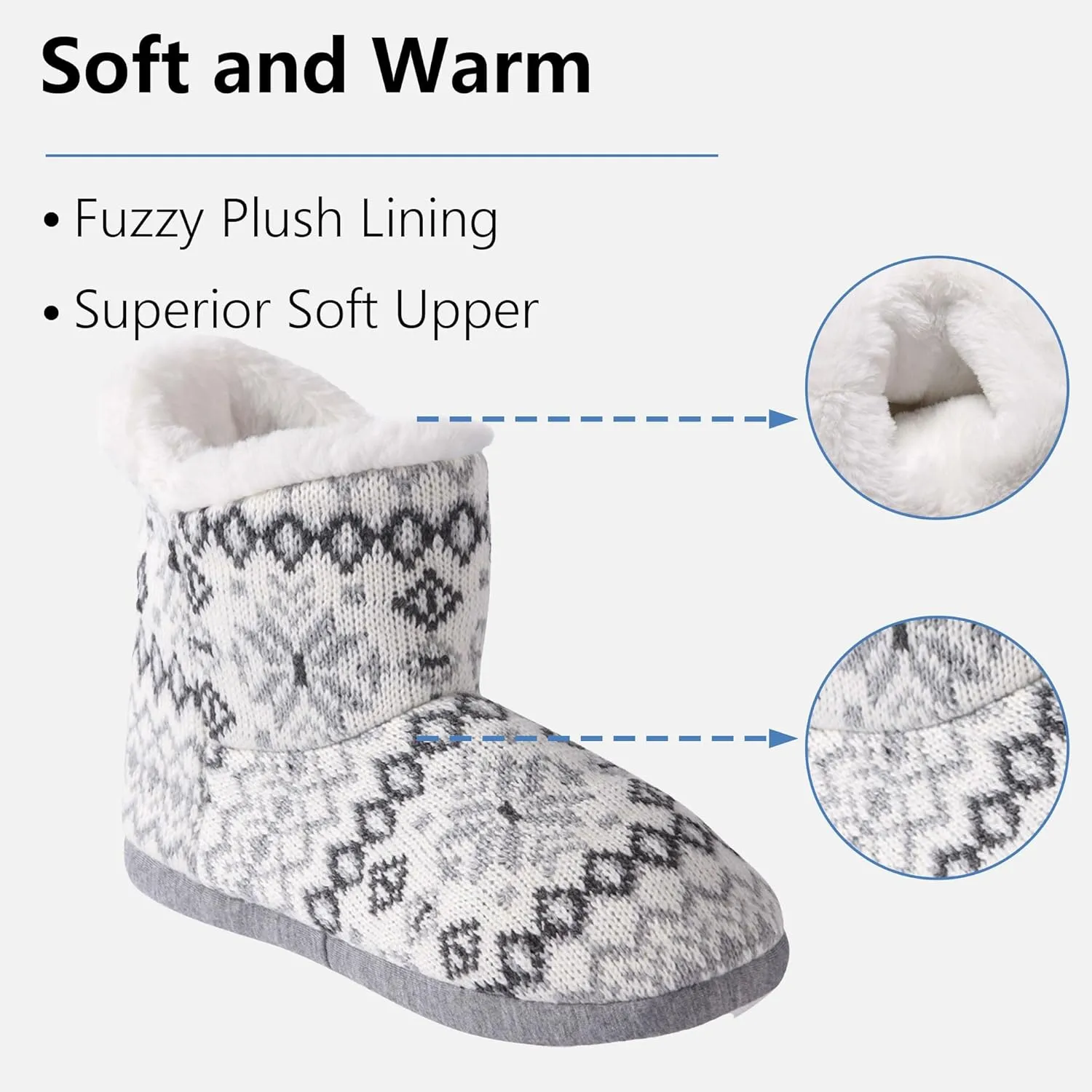 Forfoot Slippers Womens Indoor Slipper Boots for Ladies Girls with Knitted Upper and Bow