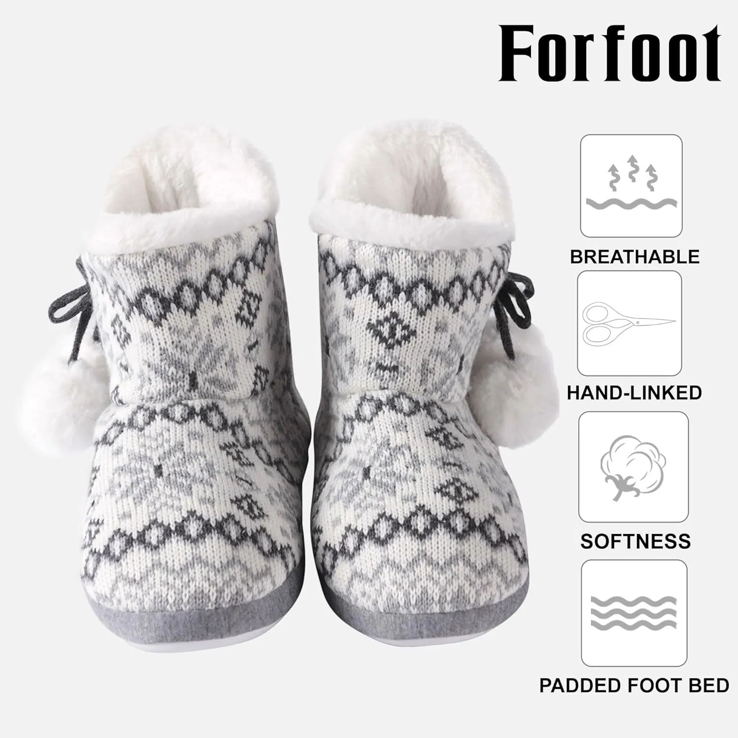 Forfoot Slippers Womens Indoor Slipper Boots for Ladies Girls with Knitted Upper and Bow