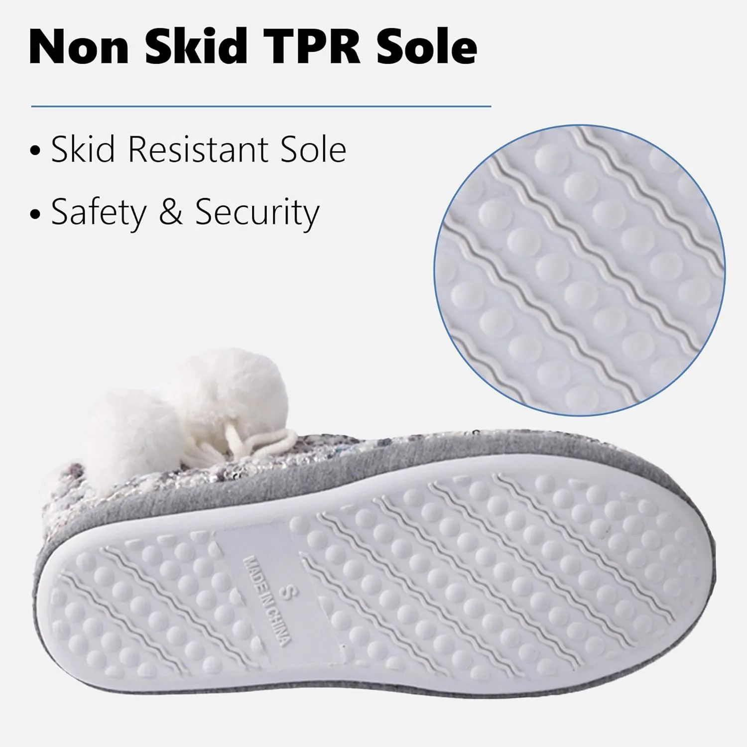 Forfoot Slippers Womens Indoor Slipper Boots for Ladies Girls with Knitted Upper and Bow