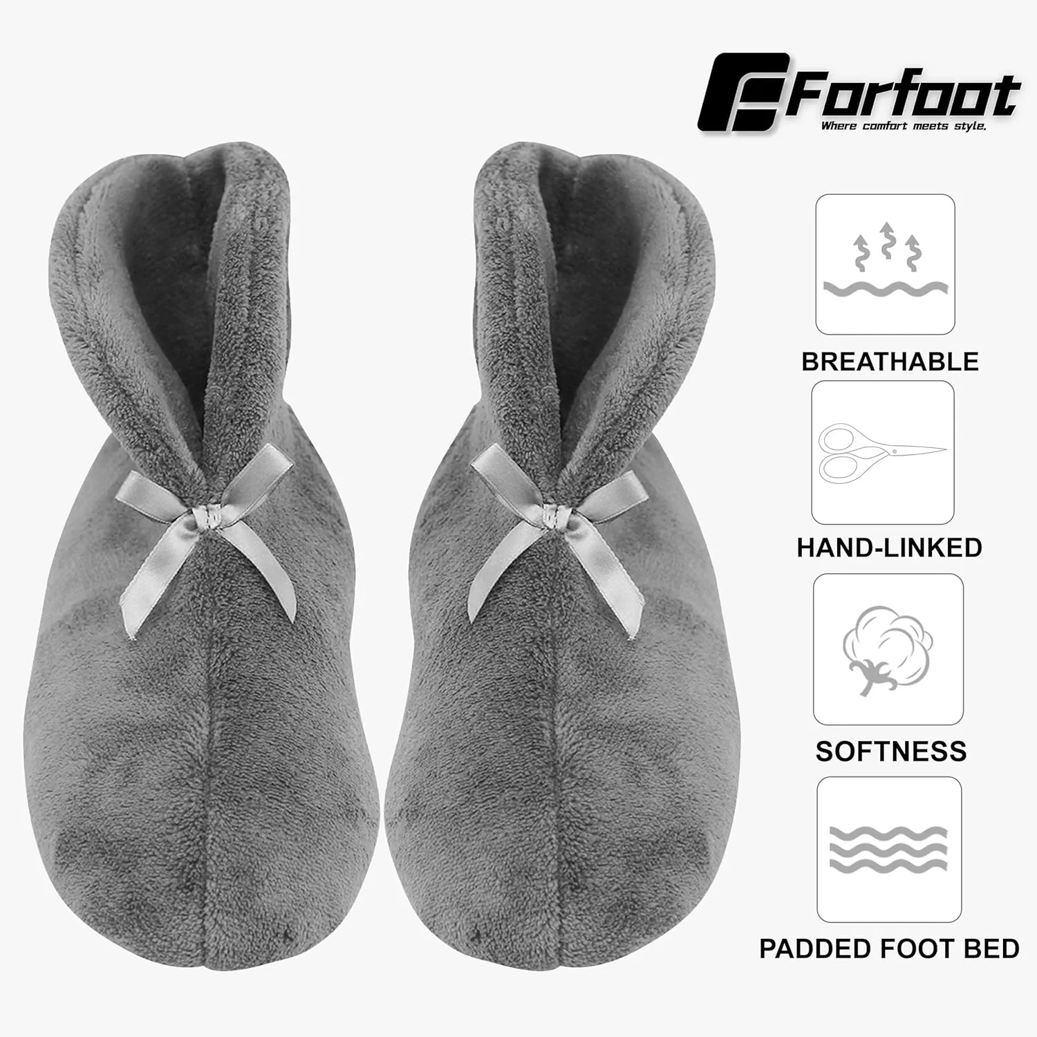 Forfoot Women's Bootie Slippers, Cozy Coral Fleece Non Slip Indoor House Shoes