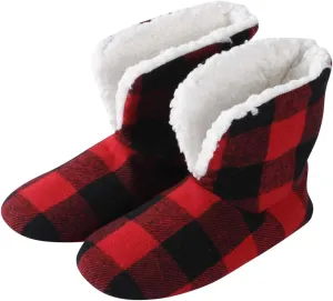 Forfoot Women's Bootie Slippers, Cozy Coral Fleece Non Slip Indoor House Shoes