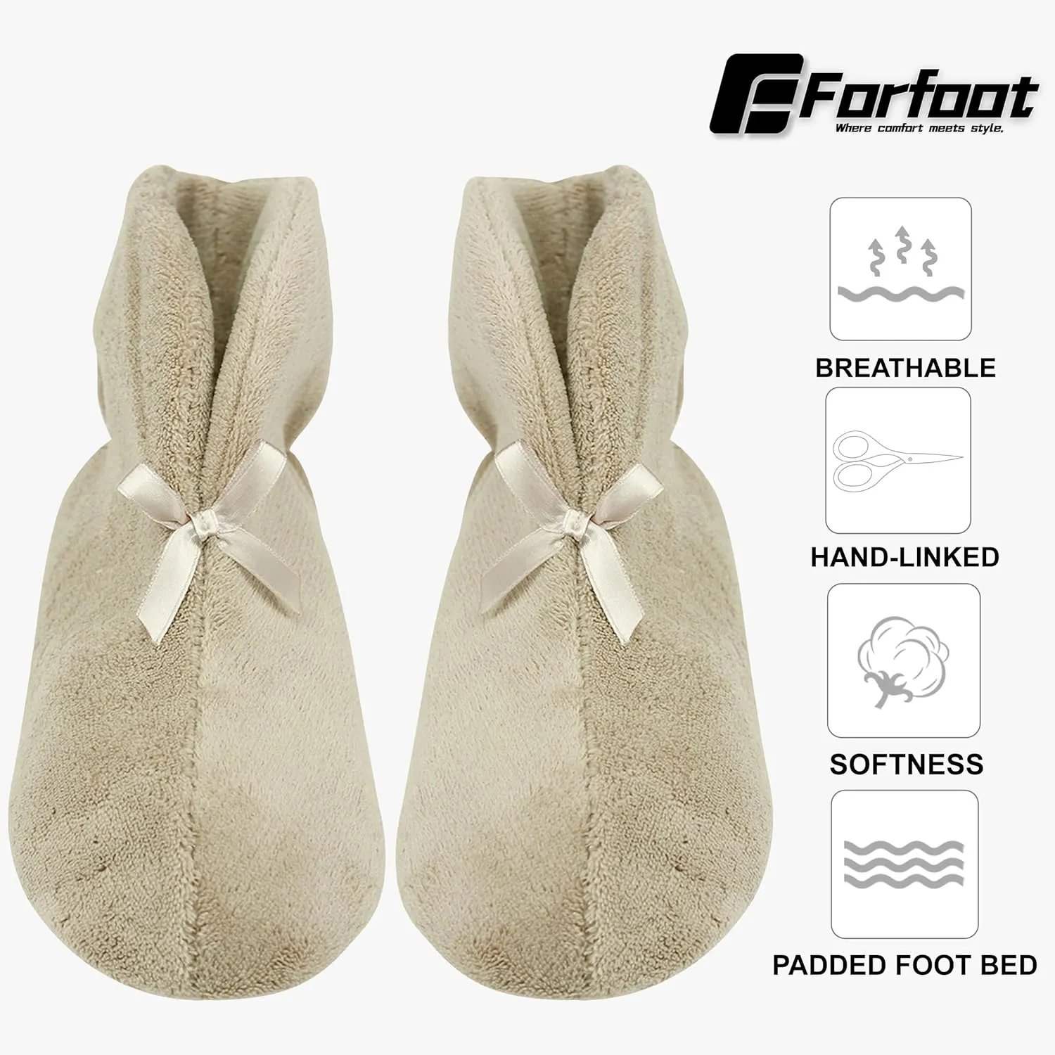 Forfoot Women's Bootie Slippers, Cozy Coral Fleece Non Slip Indoor House Shoes