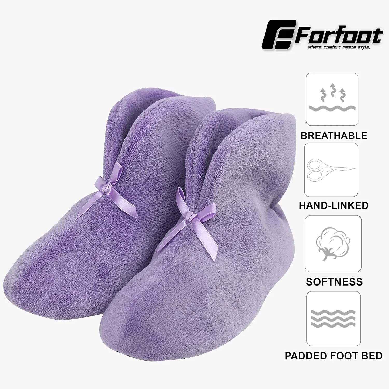 Forfoot Women's Bootie Slippers, Cozy Coral Fleece Non Slip Indoor House Shoes