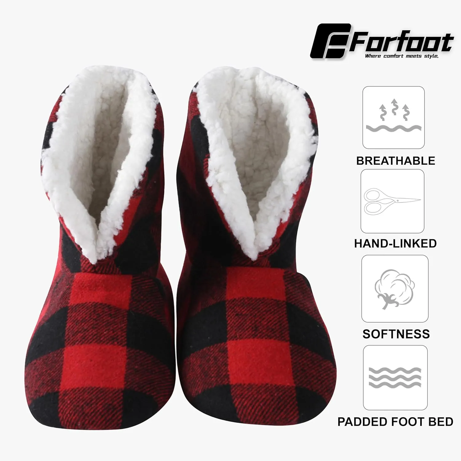Forfoot Women's Bootie Slippers, Cozy Coral Fleece Non Slip Indoor House Shoes