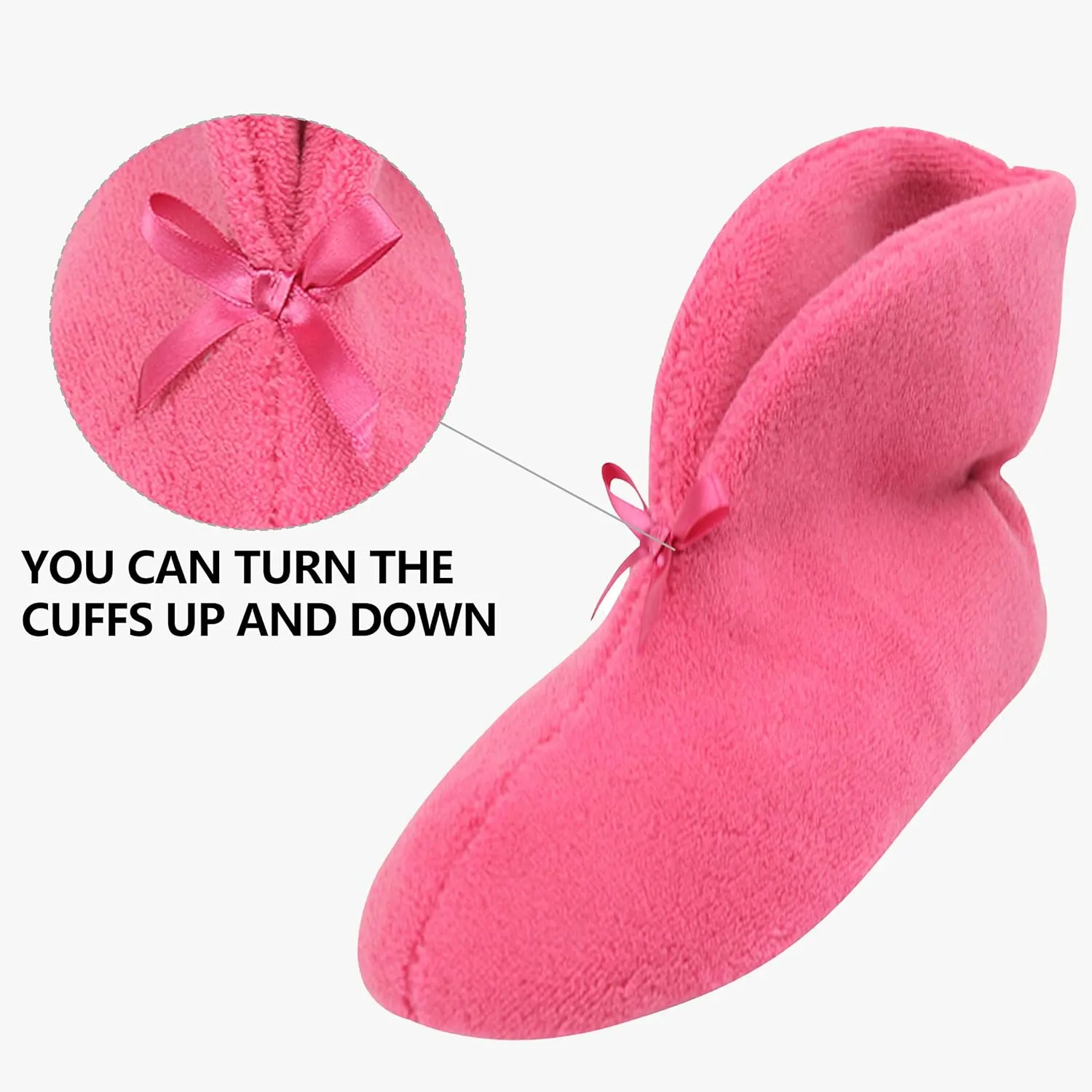 Forfoot Women's Bootie Slippers, Cozy Coral Fleece Non Slip Indoor House Shoes