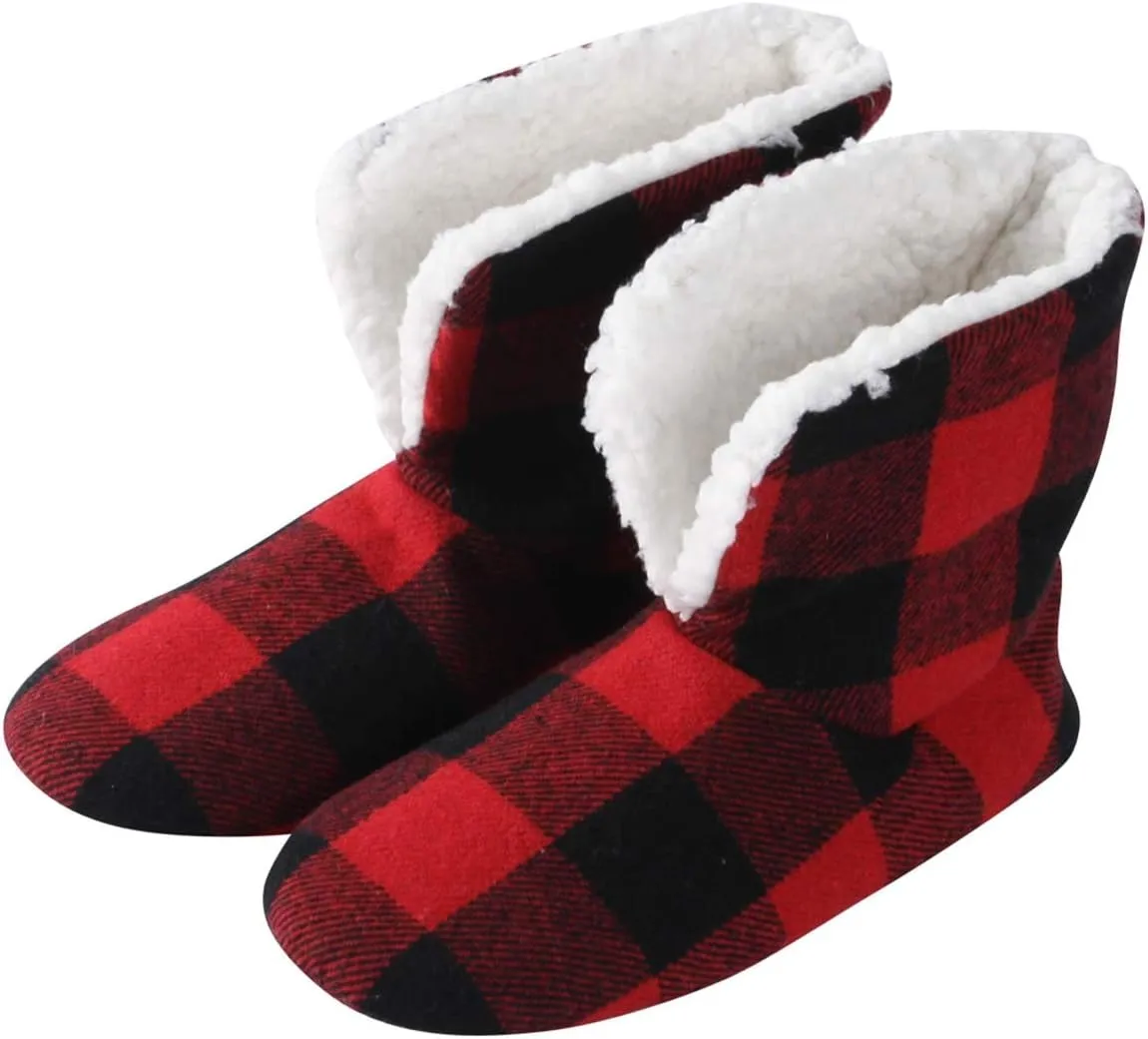 Forfoot Women's Bootie Slippers, Cozy Coral Fleece Non Slip Indoor House Shoes
