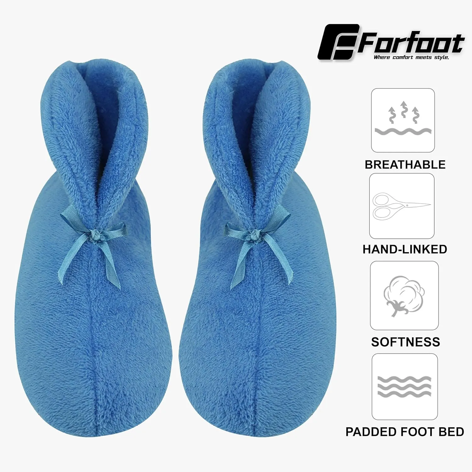 Forfoot Women's Bootie Slippers, Cozy Coral Fleece Non Slip Indoor House Shoes