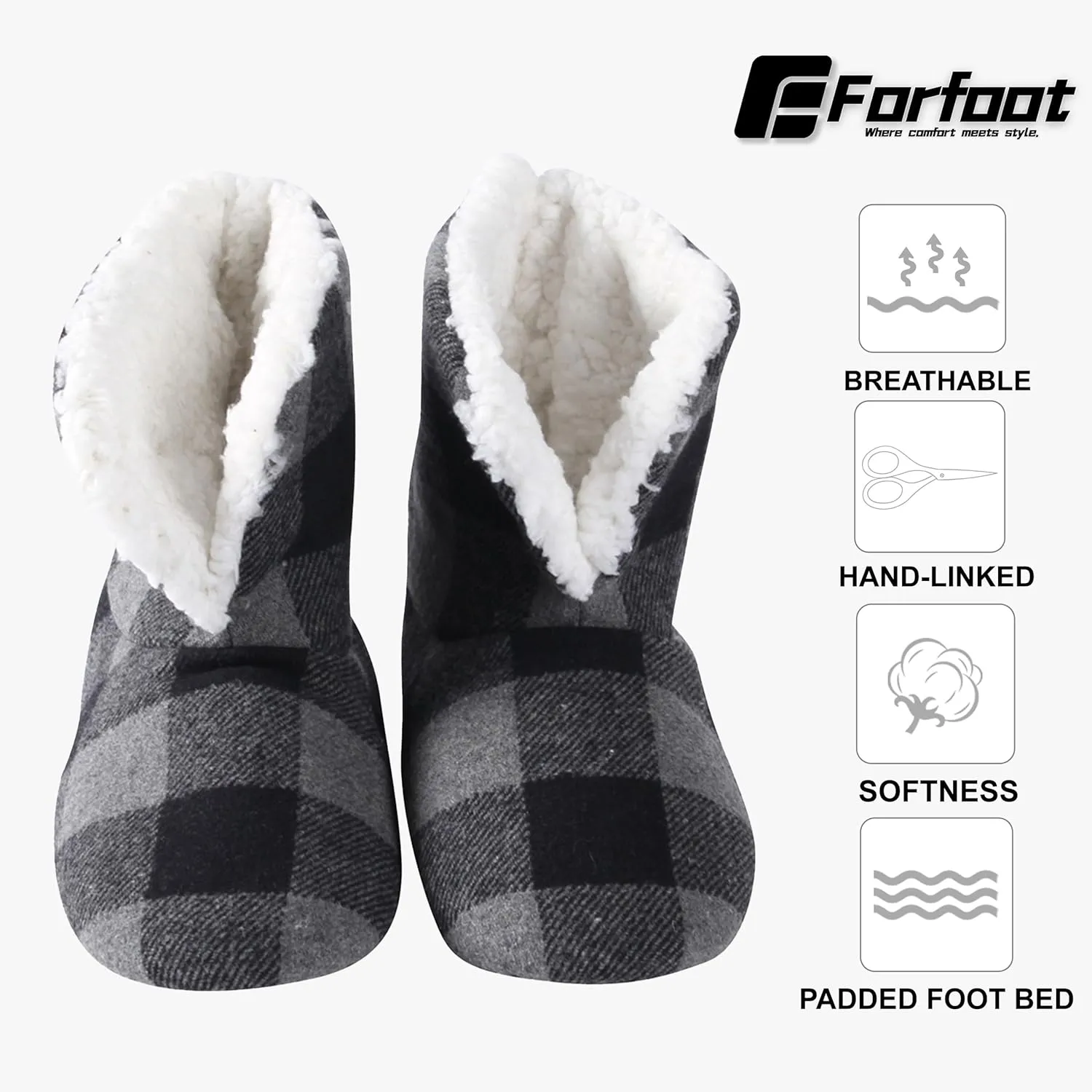 Forfoot Women's Bootie Slippers, Cozy Coral Fleece Non Slip Indoor House Shoes