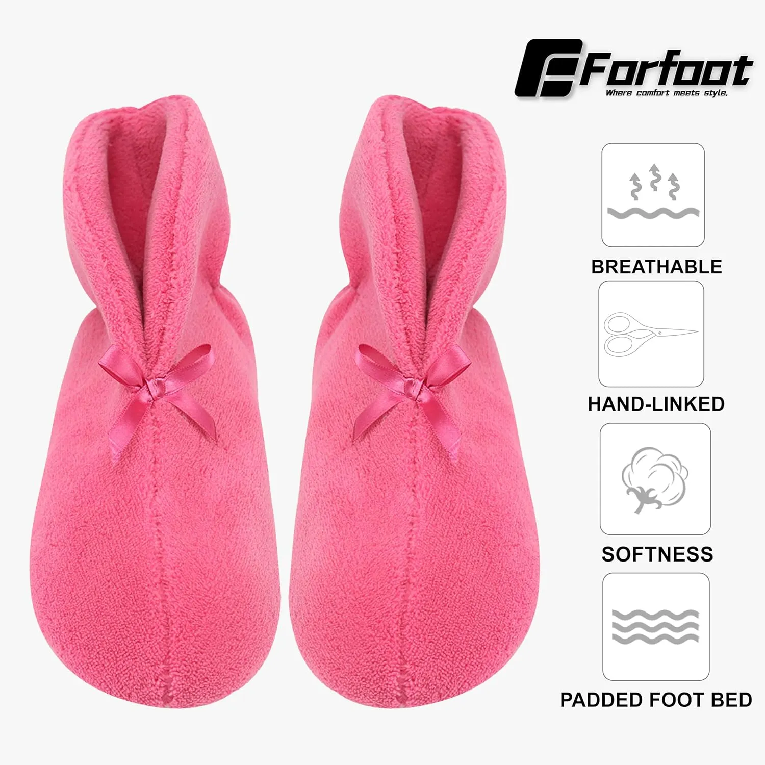 Forfoot Women's Bootie Slippers, Cozy Coral Fleece Non Slip Indoor House Shoes