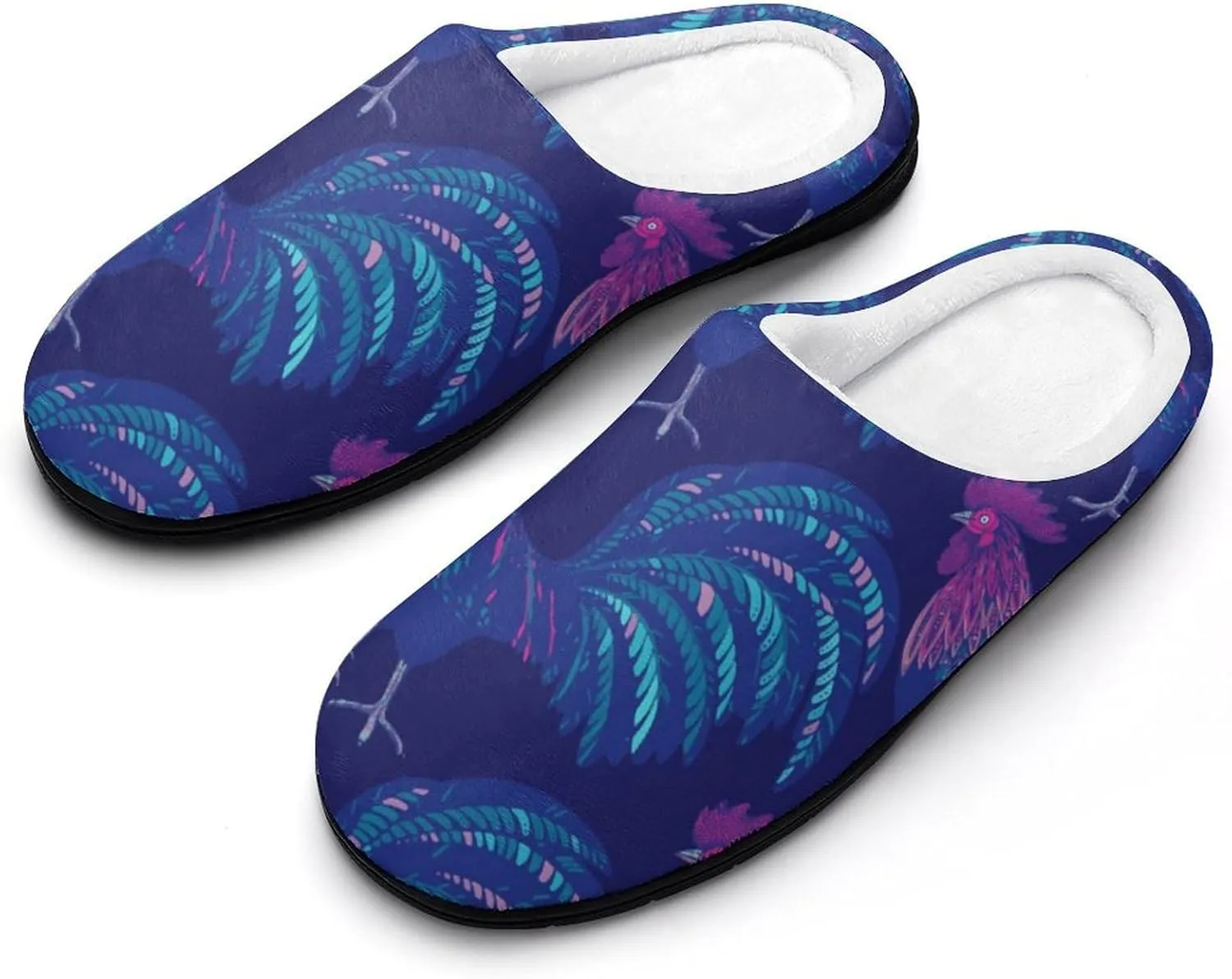 Funny Chicken Fashion Mens Slippers Slip On Fuzzy House Shoes for Indoor Outdoor