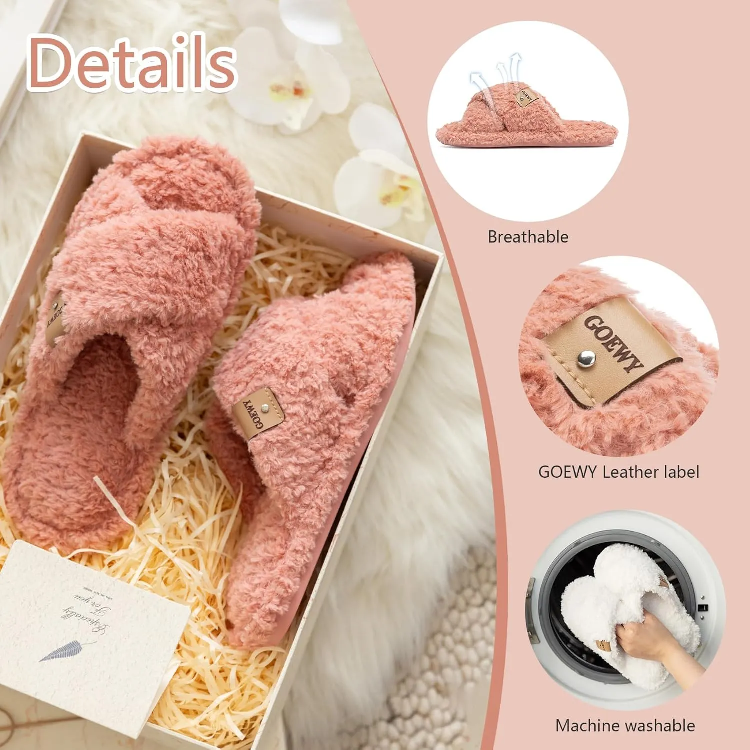 Fuzzy Open Toe Slippers for Women Indoor and Outdoor with Memory Foam Cozy Cross Band Women's Slipper Cute Soft House Shoes Slip On Gifts for Womens Mom Her Ladies Bridesmaid