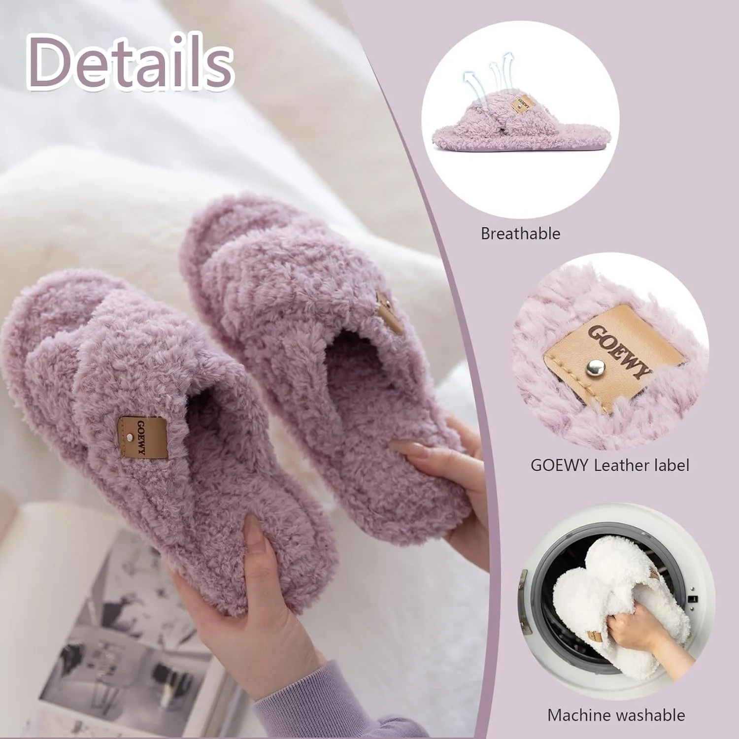 Fuzzy Open Toe Slippers for Women Indoor and Outdoor with Memory Foam Cozy Cross Band Women's Slipper Cute Soft House Shoes Slip On Gifts for Womens Mom Her Ladies Bridesmaid
