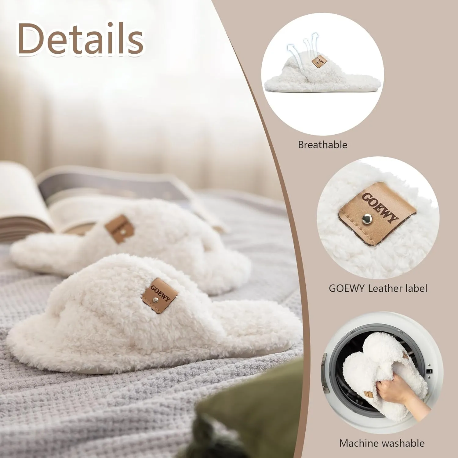 Fuzzy Open Toe Slippers for Women Indoor and Outdoor with Memory Foam Cozy Cross Band Women's Slipper Cute Soft House Shoes Slip On Gifts for Womens Mom Her Ladies Bridesmaid
