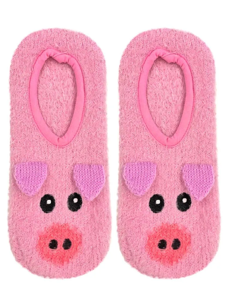 Fuzzy Pig Slipper Socks: Fuzzy slipper