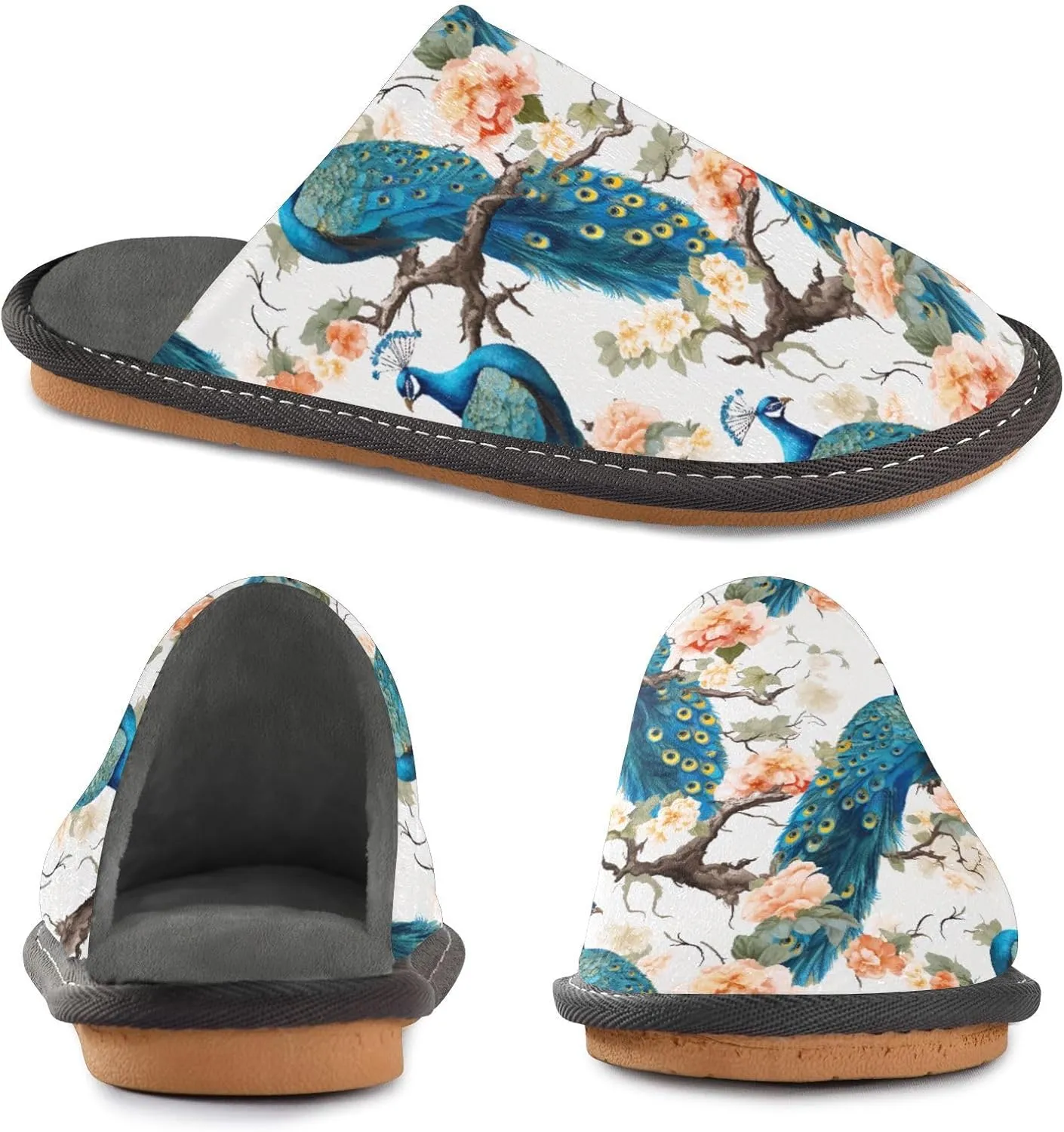Fuzzy Slippers for Women Men Cozy Memory Foam Scuff Slippers Warm House Shoes Indoor/Outdoor