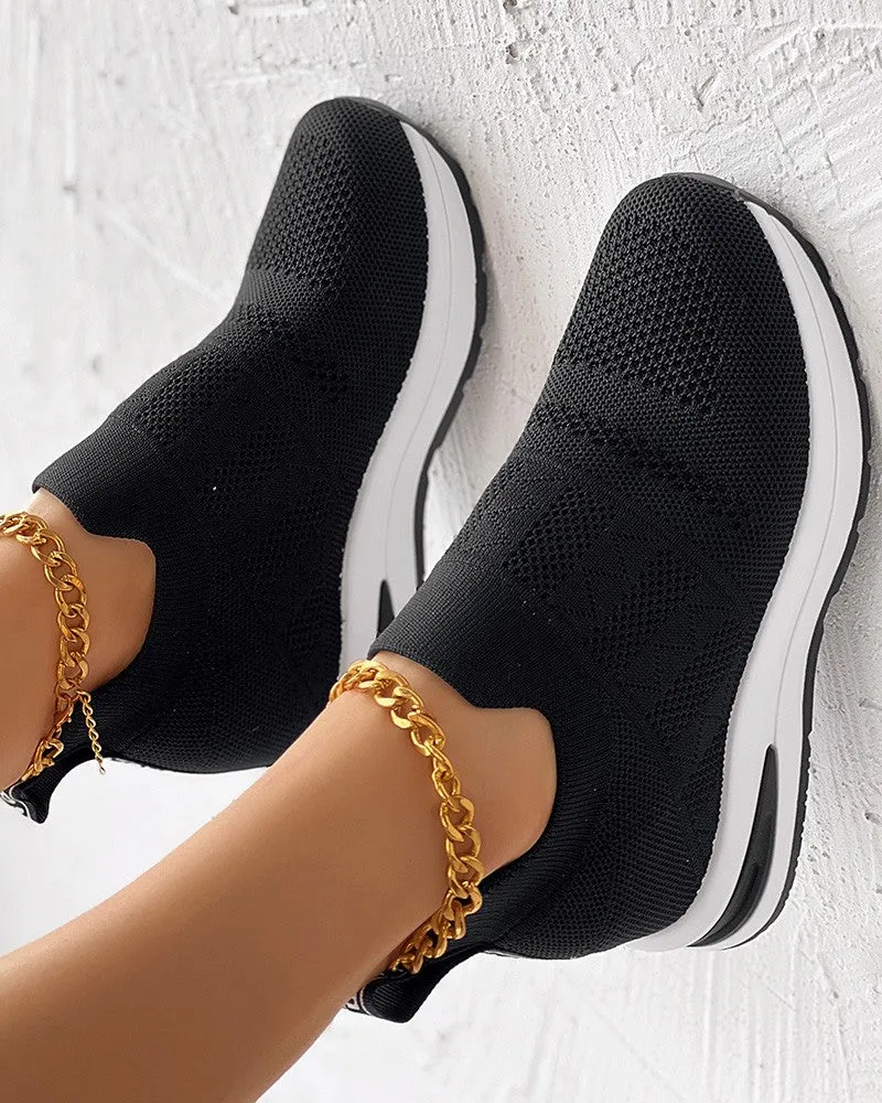 FZ Women's Letter Pattern Breathable Muffin Sneakers