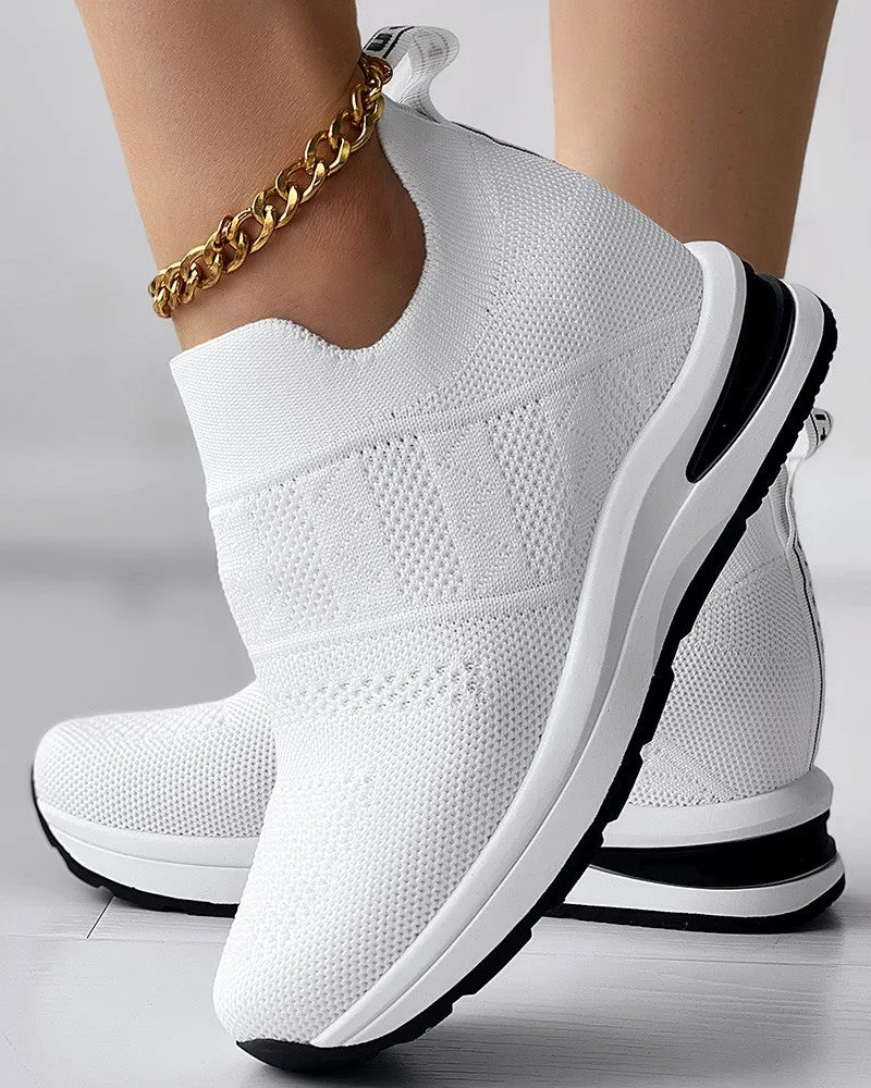 FZ Women's Letter Pattern Breathable Muffin Sneakers