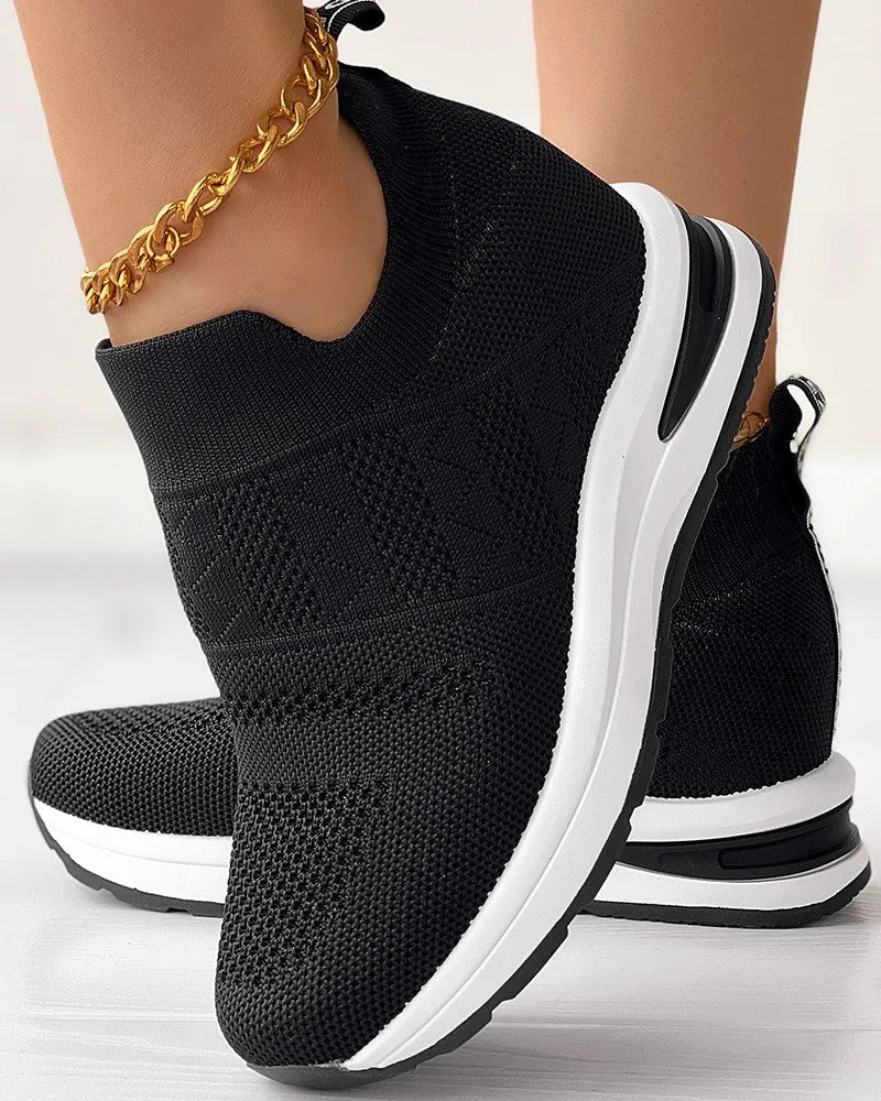 FZ Women's Letter Pattern Breathable Muffin Sneakers
