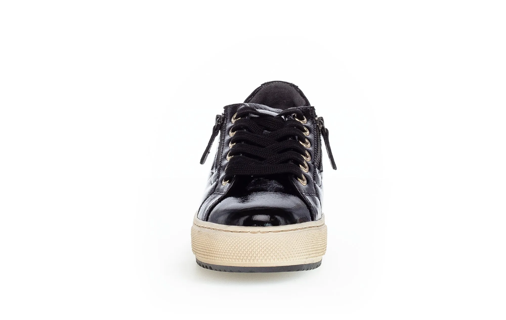 GABOR 76.538.97 - LACED FASHION SHOE WTH WHITE SOLE - BLACK PATENT