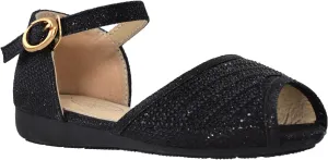 Generation Y Girls Flat Sandals Kids Peep Toe Ankle Strap Glitter Dress Shoes GY-KS-IVY-01